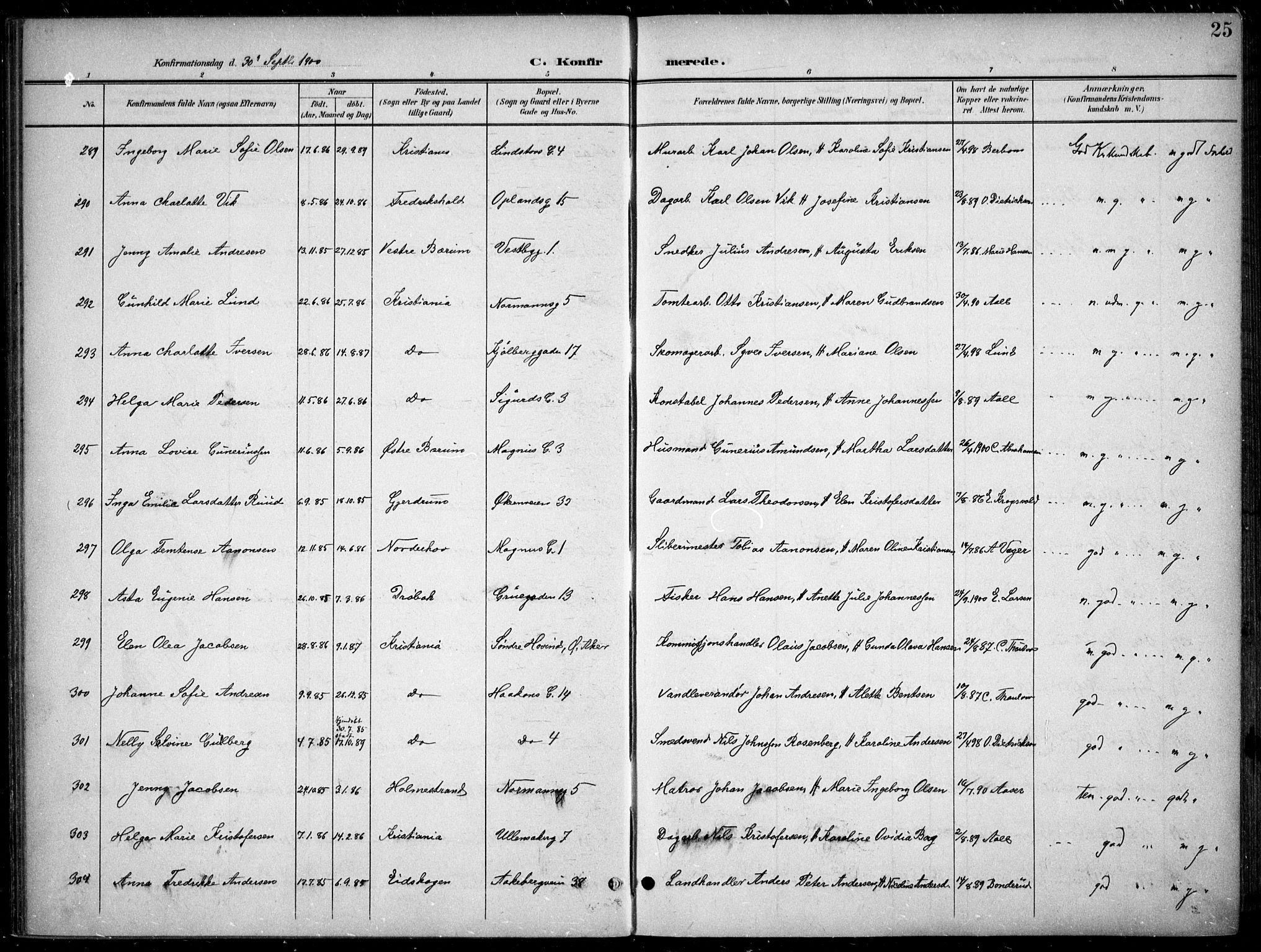 Kampen prestekontor Kirkebøker, SAO/A-10853/F/Fa/L0009: Parish register (official) no. I 9, 1899-1911, p. 25