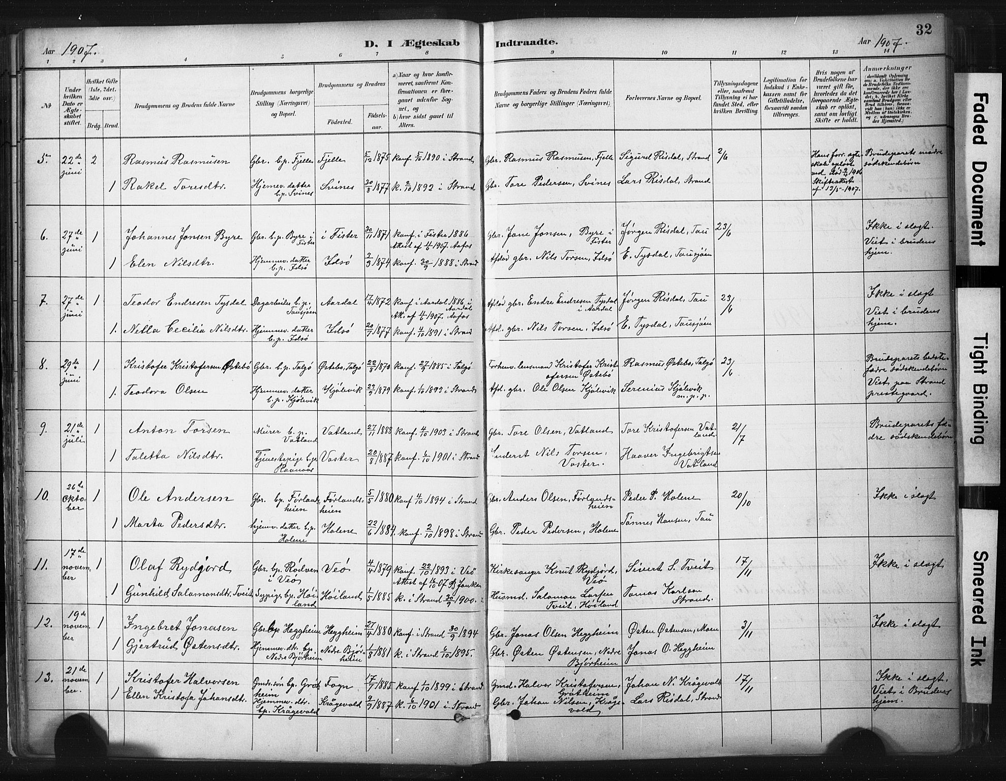 Strand sokneprestkontor, AV/SAST-A-101828/H/Ha/Haa/L0010: Parish register (official) no. A 10, 1882-1929, p. 32