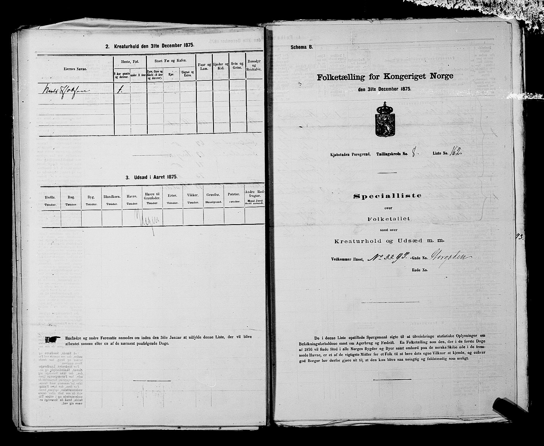 SAKO, 1875 census for 0805P Porsgrunn, 1875, p. 383