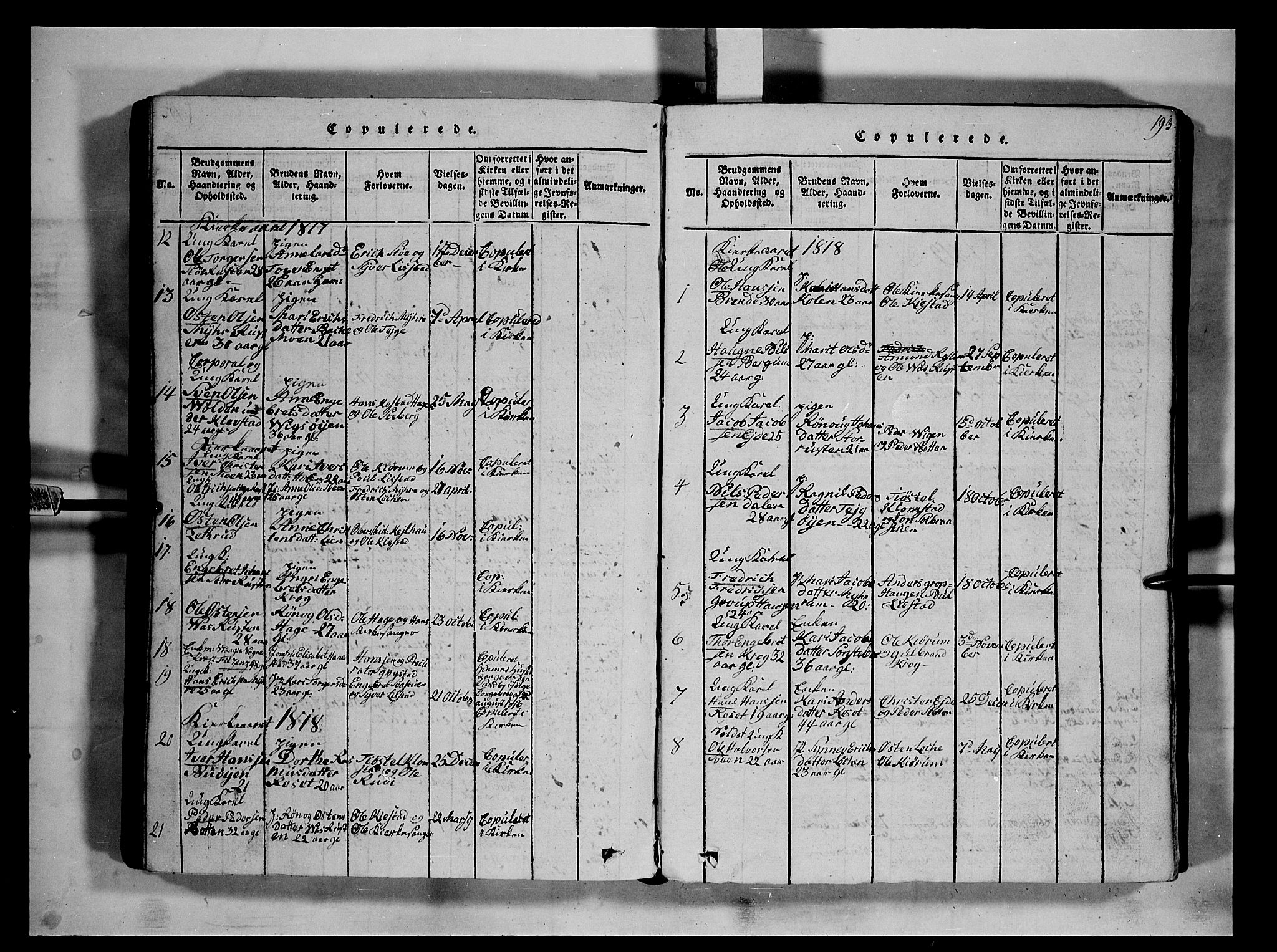Fron prestekontor, SAH/PREST-078/H/Ha/Hab/L0002: Parish register (copy) no. 2, 1816-1850, p. 193
