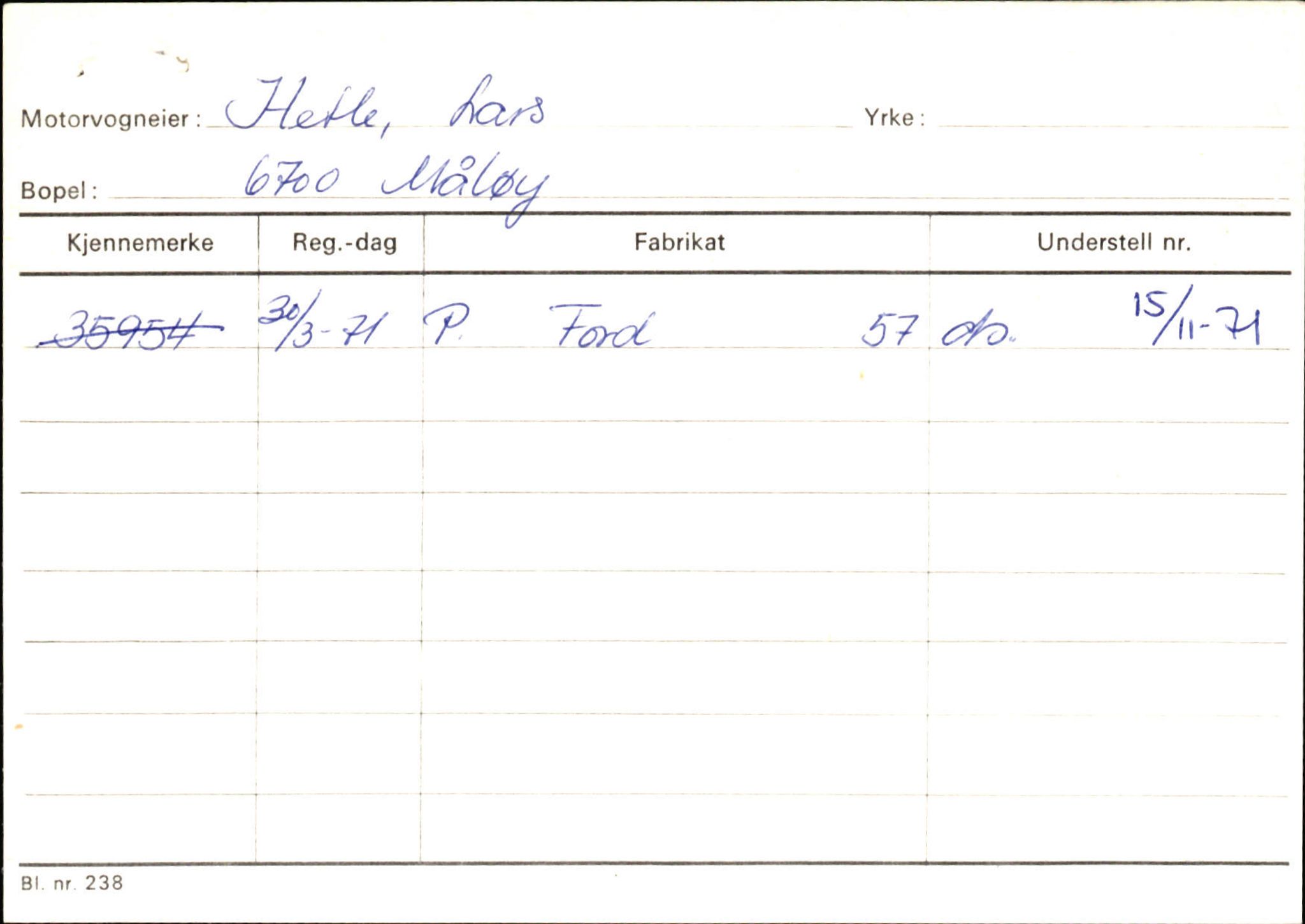 Statens vegvesen, Sogn og Fjordane vegkontor, SAB/A-5301/4/F/L0144: Registerkort Vågsøy A-R, 1945-1975, p. 1039