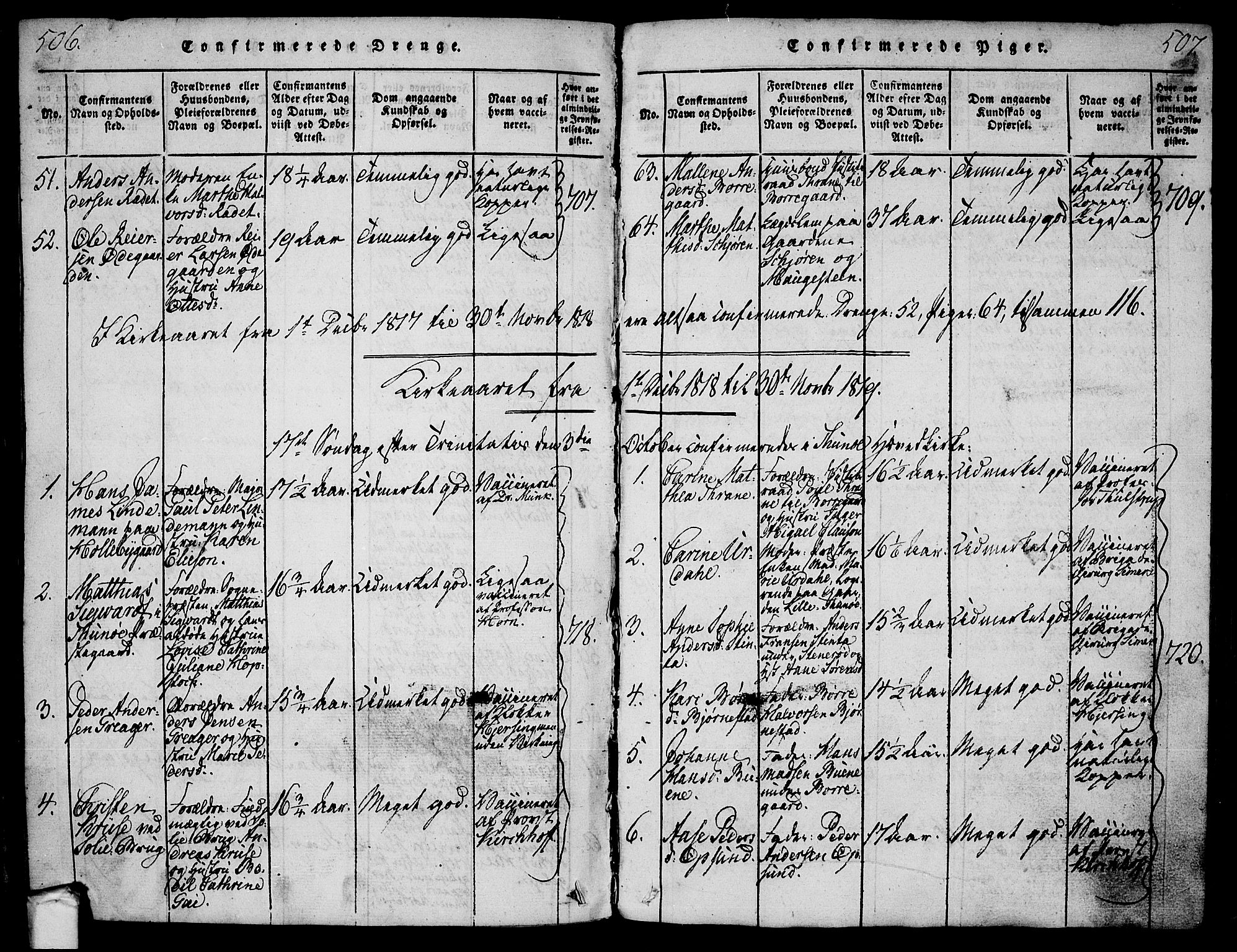 Tune prestekontor Kirkebøker, SAO/A-2007/F/Fa/L0005: Parish register (official) no. 5, 1815-1823, p. 506-507