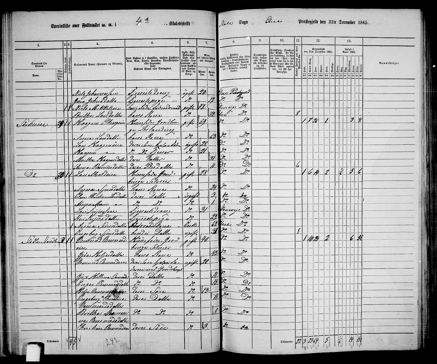 RA, 1865 census for Etne, 1865, p. 36