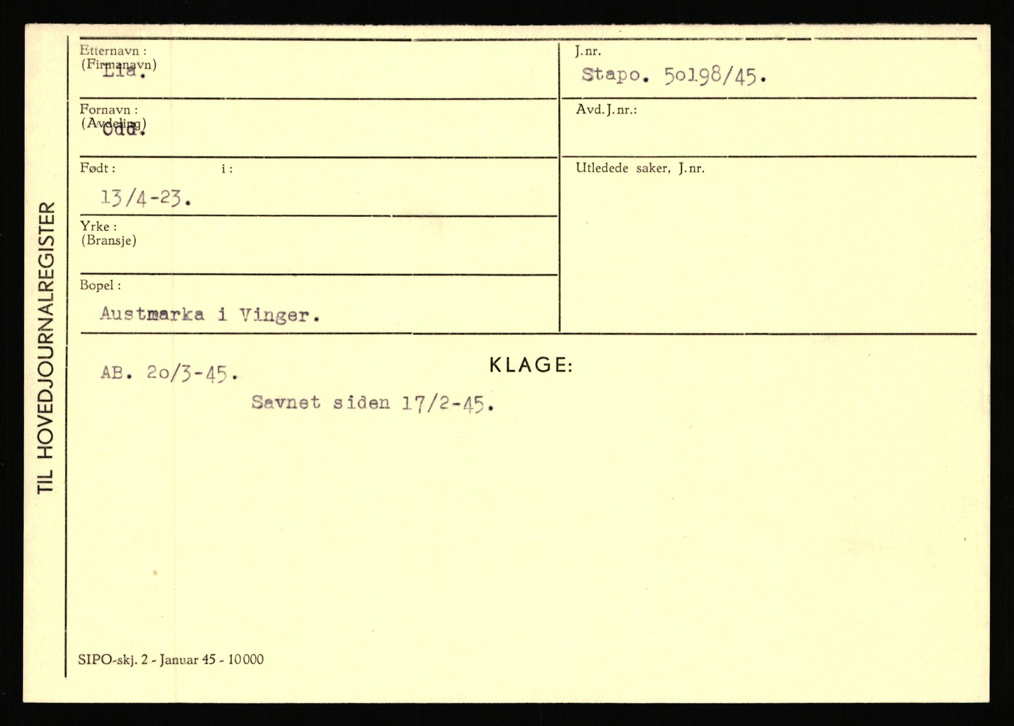 Statspolitiet - Hovedkontoret / Osloavdelingen, AV/RA-S-1329/C/Ca/L0009: Knutsen - Limstrand, 1943-1945, p. 4721