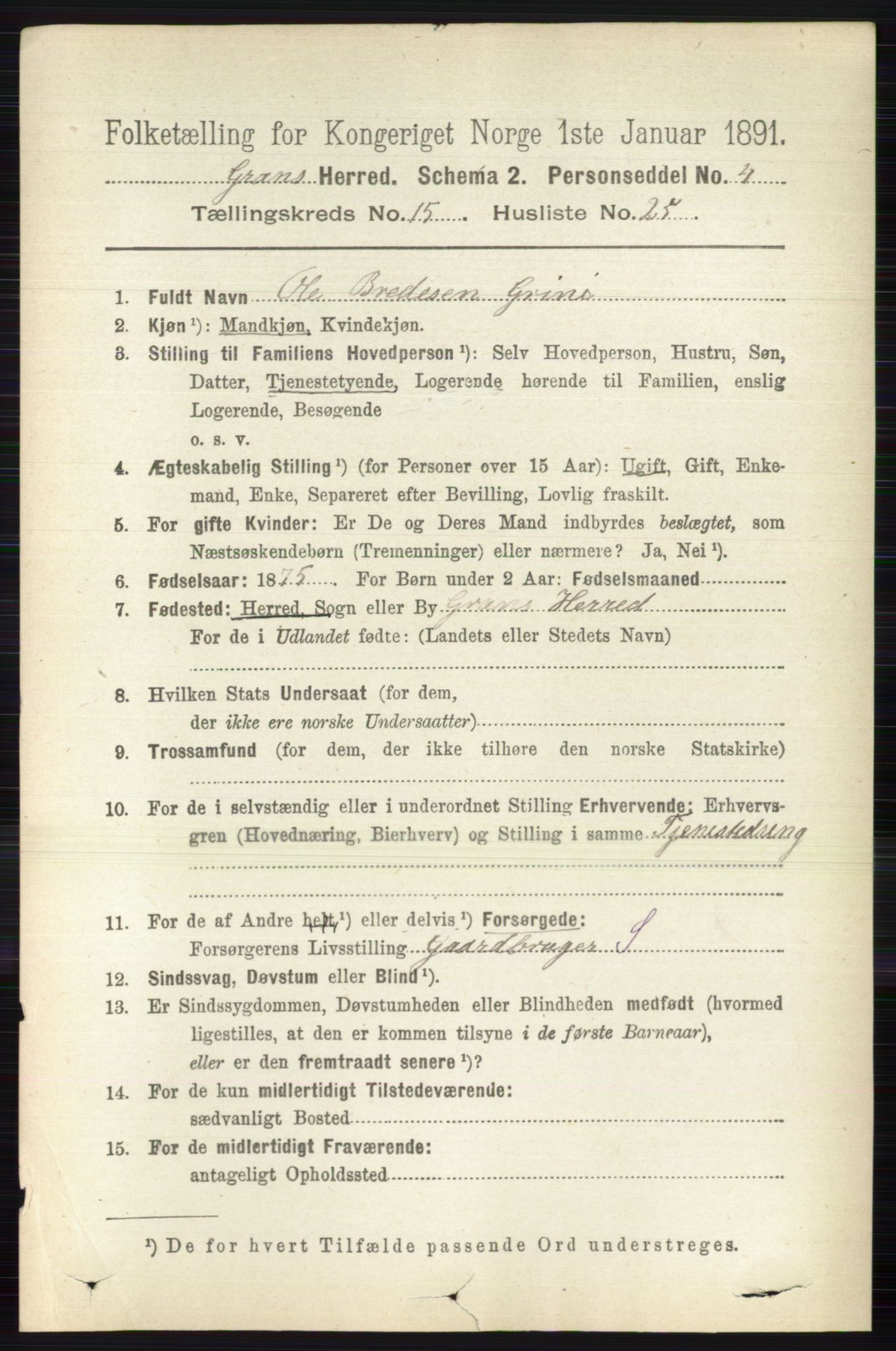 RA, 1891 census for 0534 Gran, 1891, p. 7740