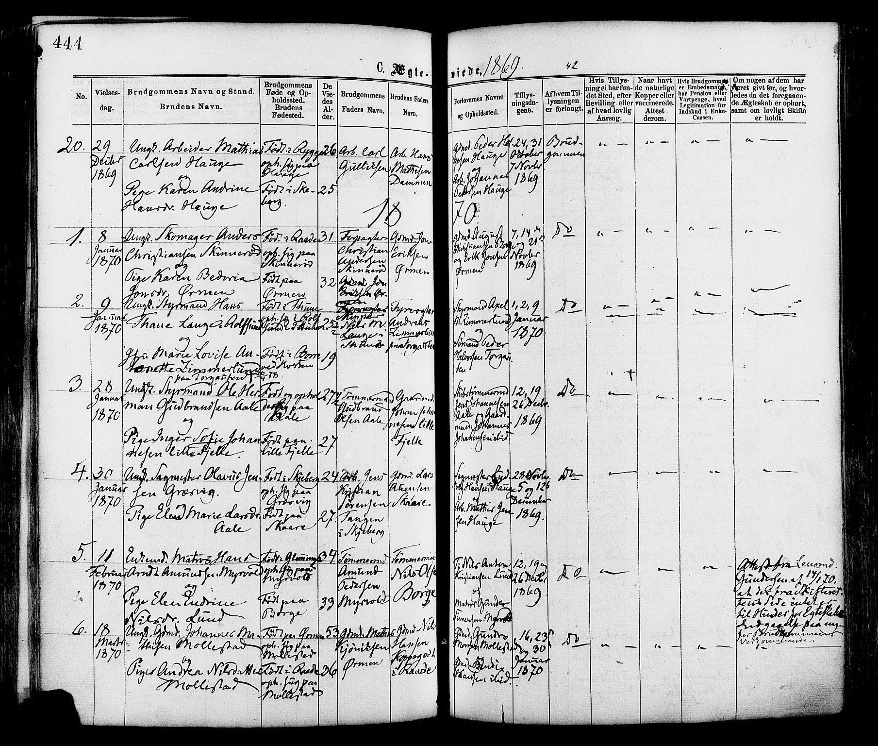 Onsøy prestekontor Kirkebøker, SAO/A-10914/F/Fa/L0004: Parish register (official) no. I 4, 1861-1877, p. 444