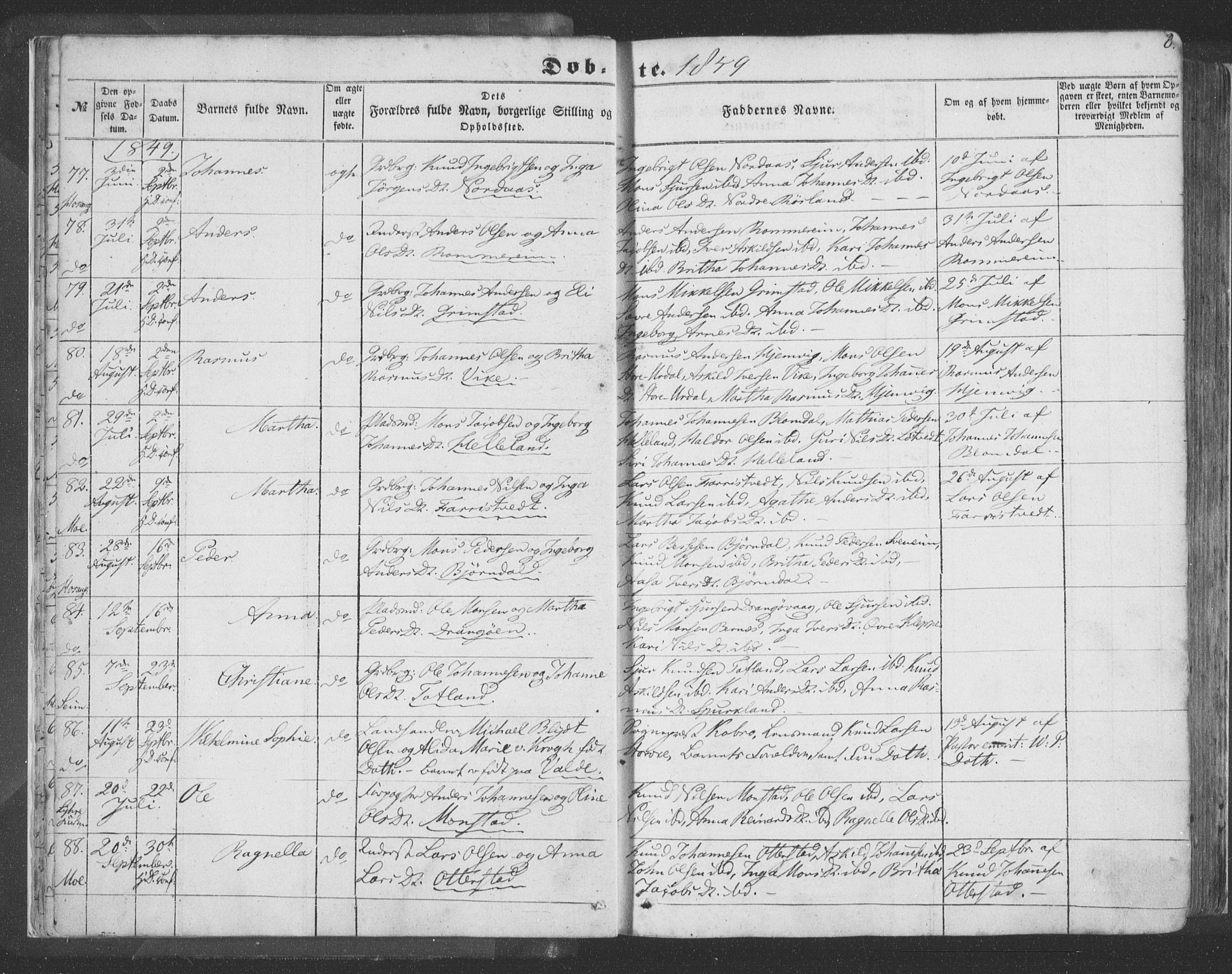 Hosanger sokneprestembete, AV/SAB-A-75801/H/Haa: Parish register (official) no. A 8, 1849-1863, p. 8