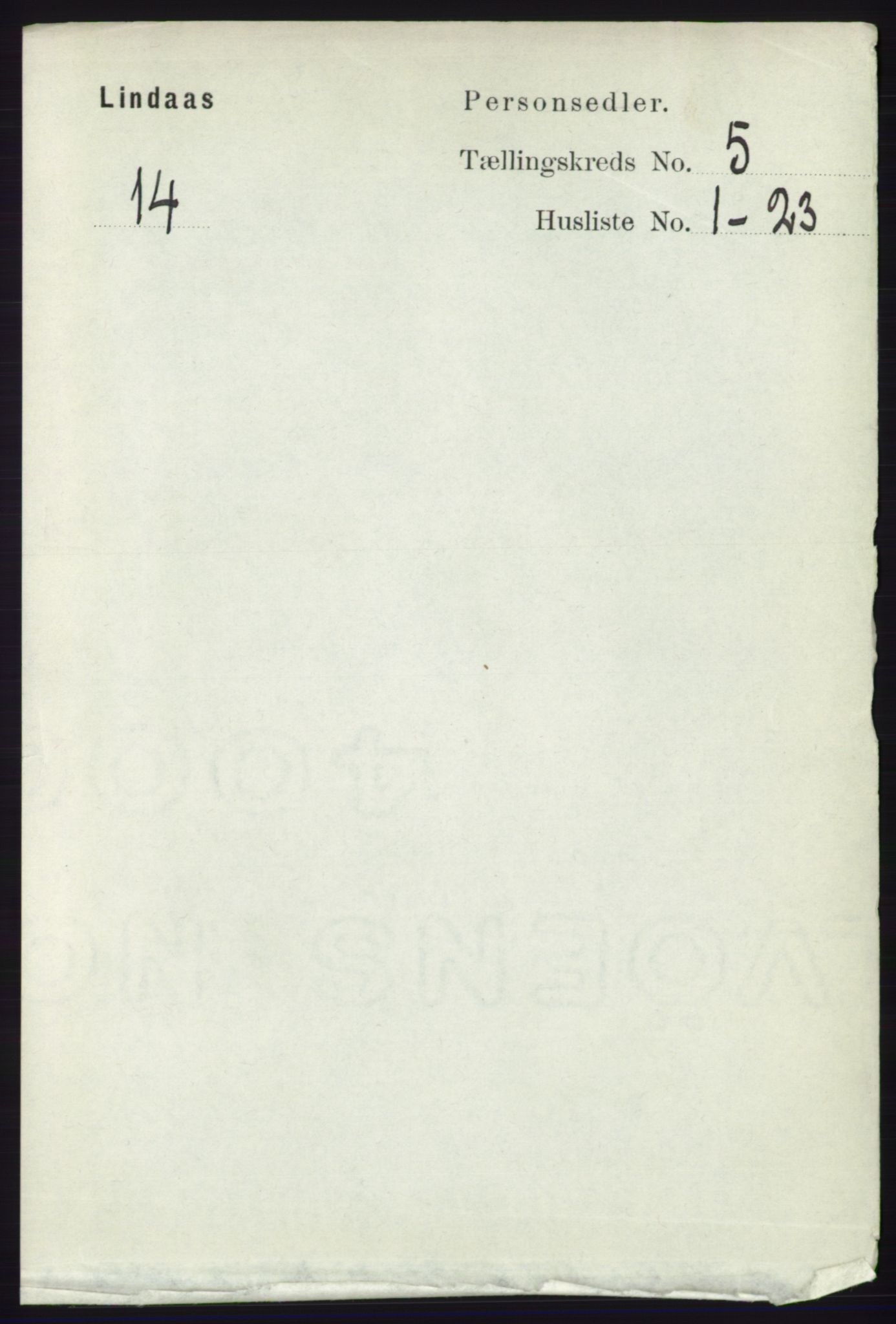 RA, 1891 census for 1263 Lindås, 1891, p. 1444