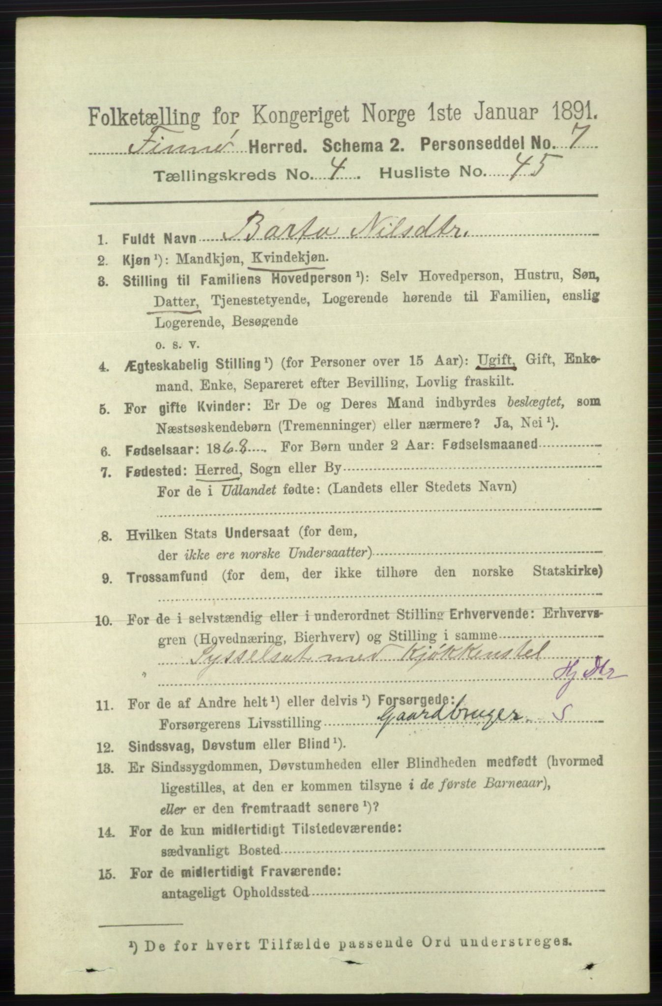 RA, 1891 census for 1141 Finnøy, 1891, p. 1080