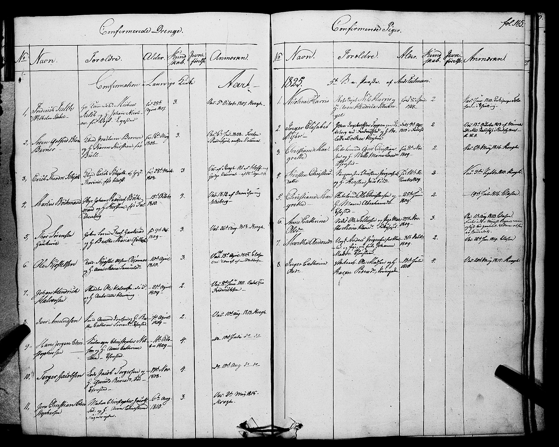 Larvik kirkebøker, SAKO/A-352/F/Fa/L0002: Parish register (official) no. I 2, 1825-1847, p. 165