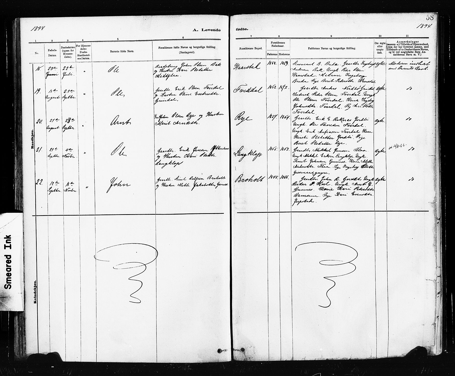 Ministerialprotokoller, klokkerbøker og fødselsregistre - Sør-Trøndelag, AV/SAT-A-1456/674/L0871: Parish register (official) no. 674A03, 1880-1896, p. 58