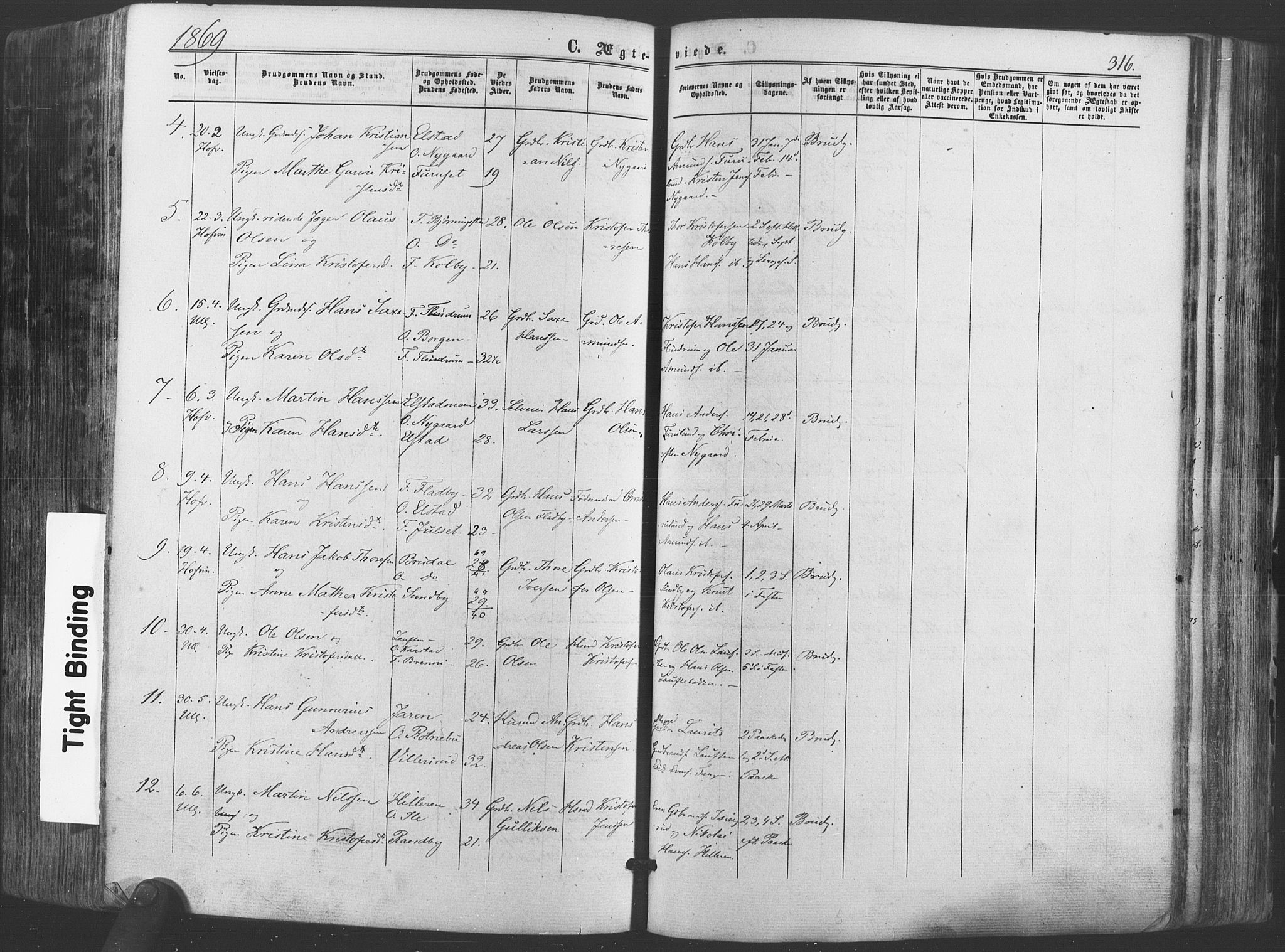 Ullensaker prestekontor Kirkebøker, SAO/A-10236a/F/Fa/L0016: Parish register (official) no. I 16, 1863-1875, p. 316