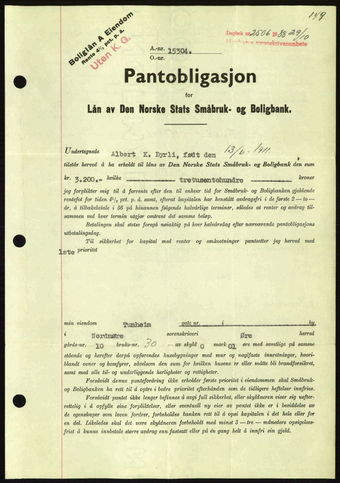 Nordmøre sorenskriveri, SAT/A-4132/1/2/2Ca: Mortgage book no. B84, 1938-1939, Diary no: : 2506/1938