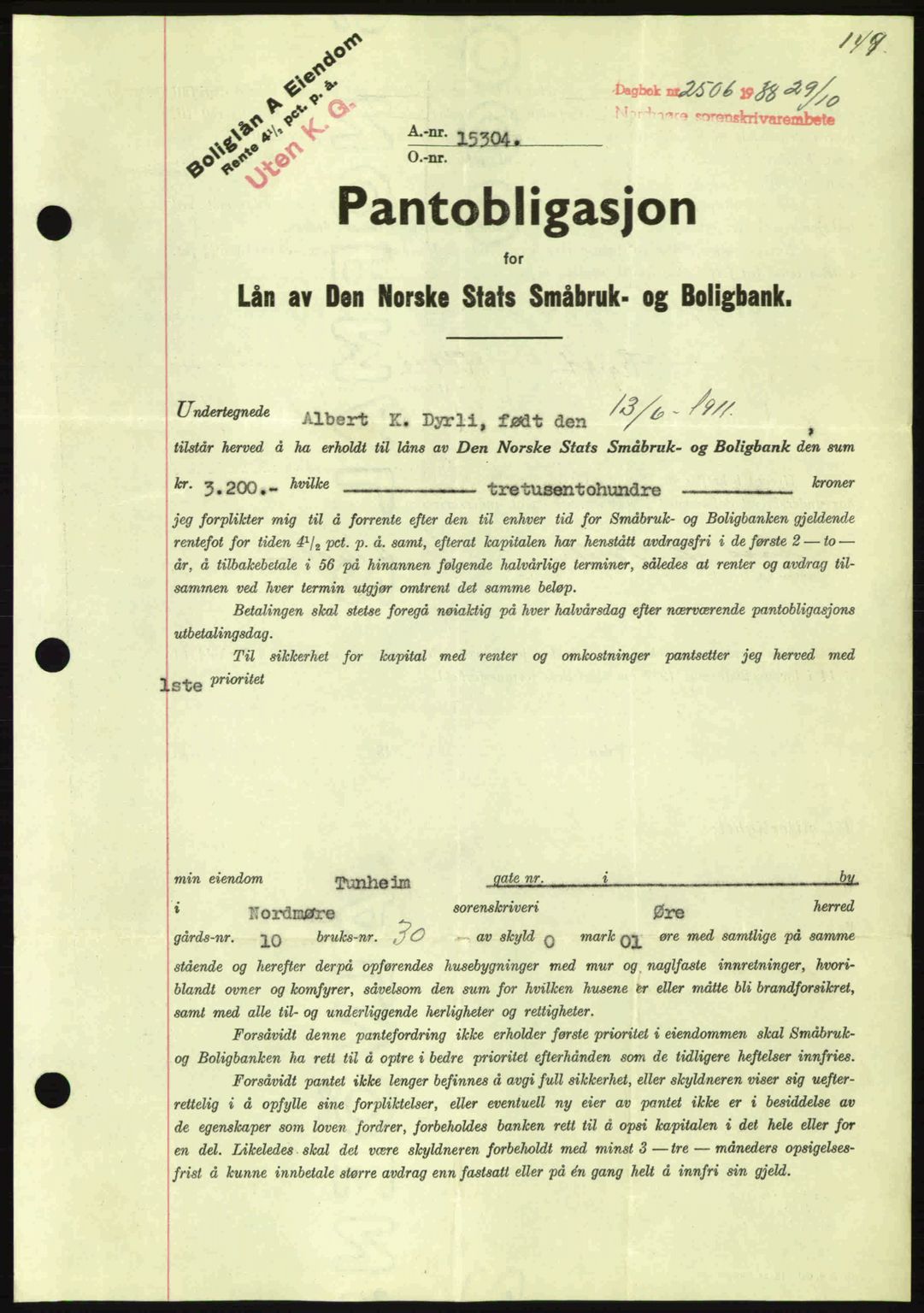 Nordmøre sorenskriveri, AV/SAT-A-4132/1/2/2Ca: Mortgage book no. B84, 1938-1939, Diary no: : 2506/1938