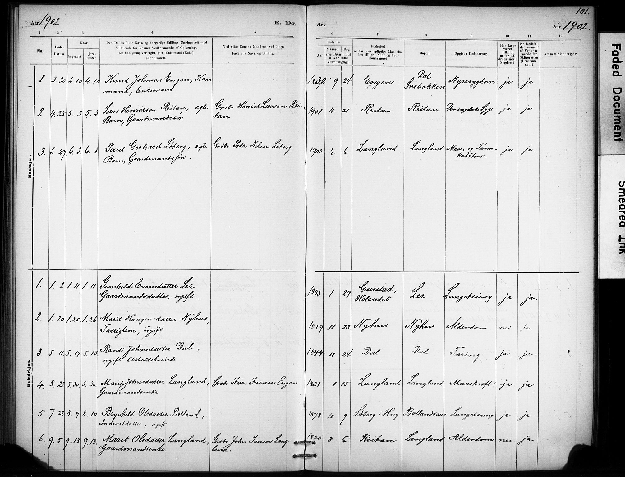 Ministerialprotokoller, klokkerbøker og fødselsregistre - Sør-Trøndelag, SAT/A-1456/693/L1119: Parish register (official) no. 693A01, 1887-1905, p. 101