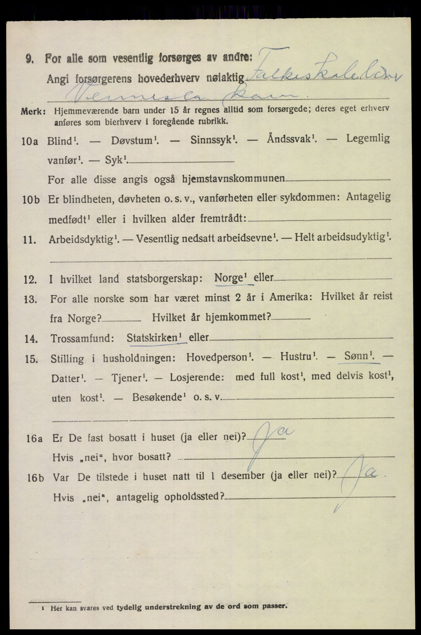 SAK, 1920 census for Vennesla, 1920, p. 6375