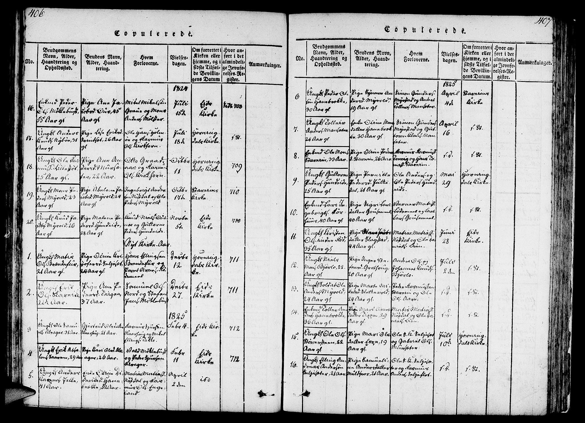 Eid sokneprestembete, SAB/A-82301/H/Haa/Haaa/L0005: Parish register (official) no. A 5, 1816-1830, p. 406-407