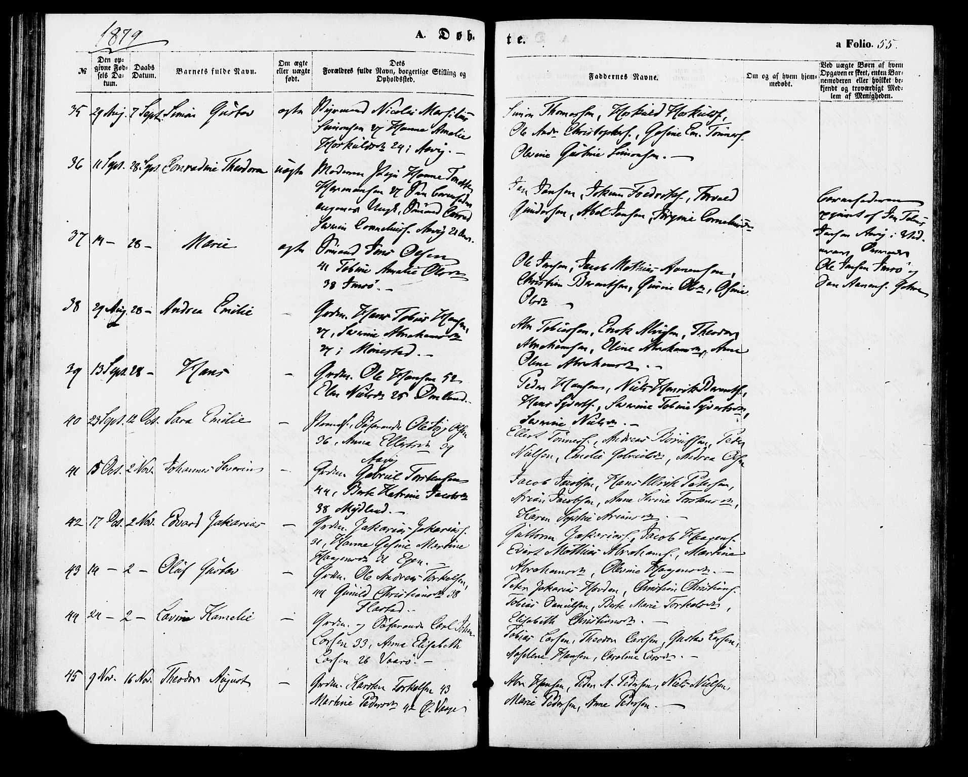 Sør-Audnedal sokneprestkontor, AV/SAK-1111-0039/F/Fa/Faa/L0003: Parish register (official) no. A 3, 1868-1883, p. 55