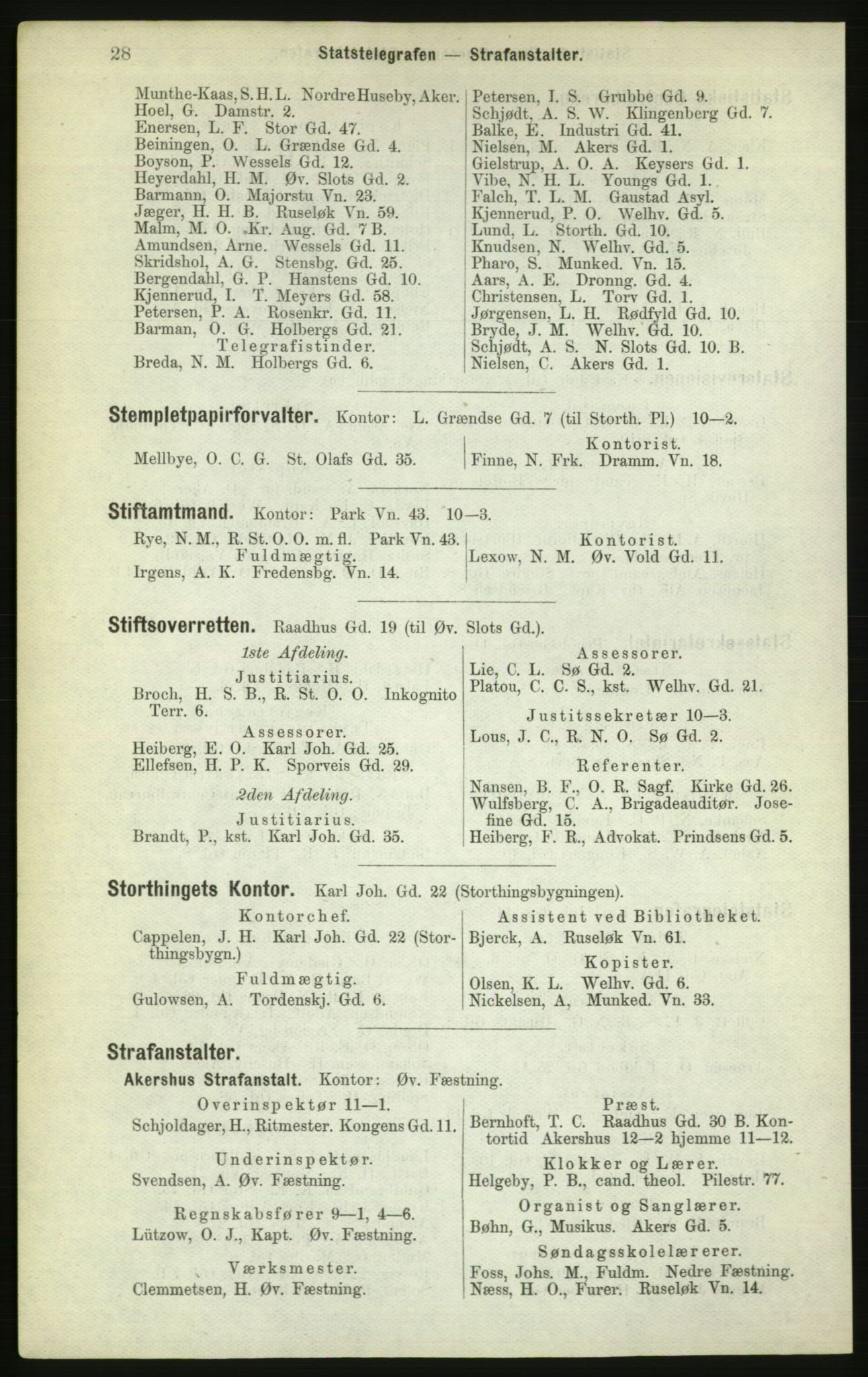 Kristiania/Oslo adressebok, PUBL/-, 1882, p. 28