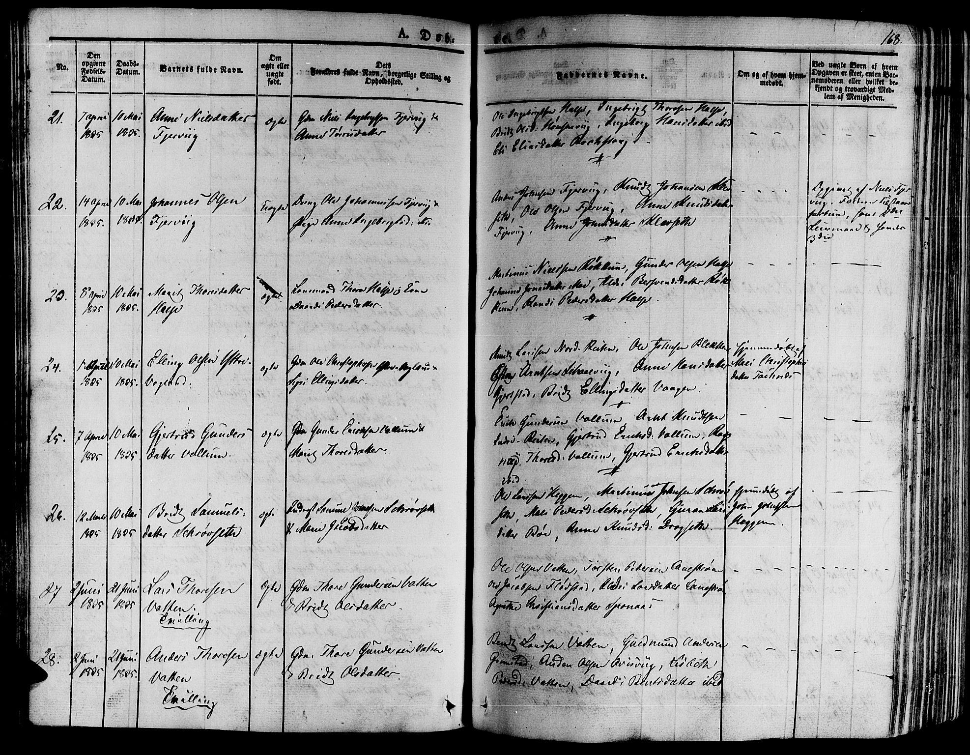 Ministerialprotokoller, klokkerbøker og fødselsregistre - Møre og Romsdal, SAT/A-1454/592/L1025: Parish register (official) no. 592A03 /2, 1831-1849, p. 168