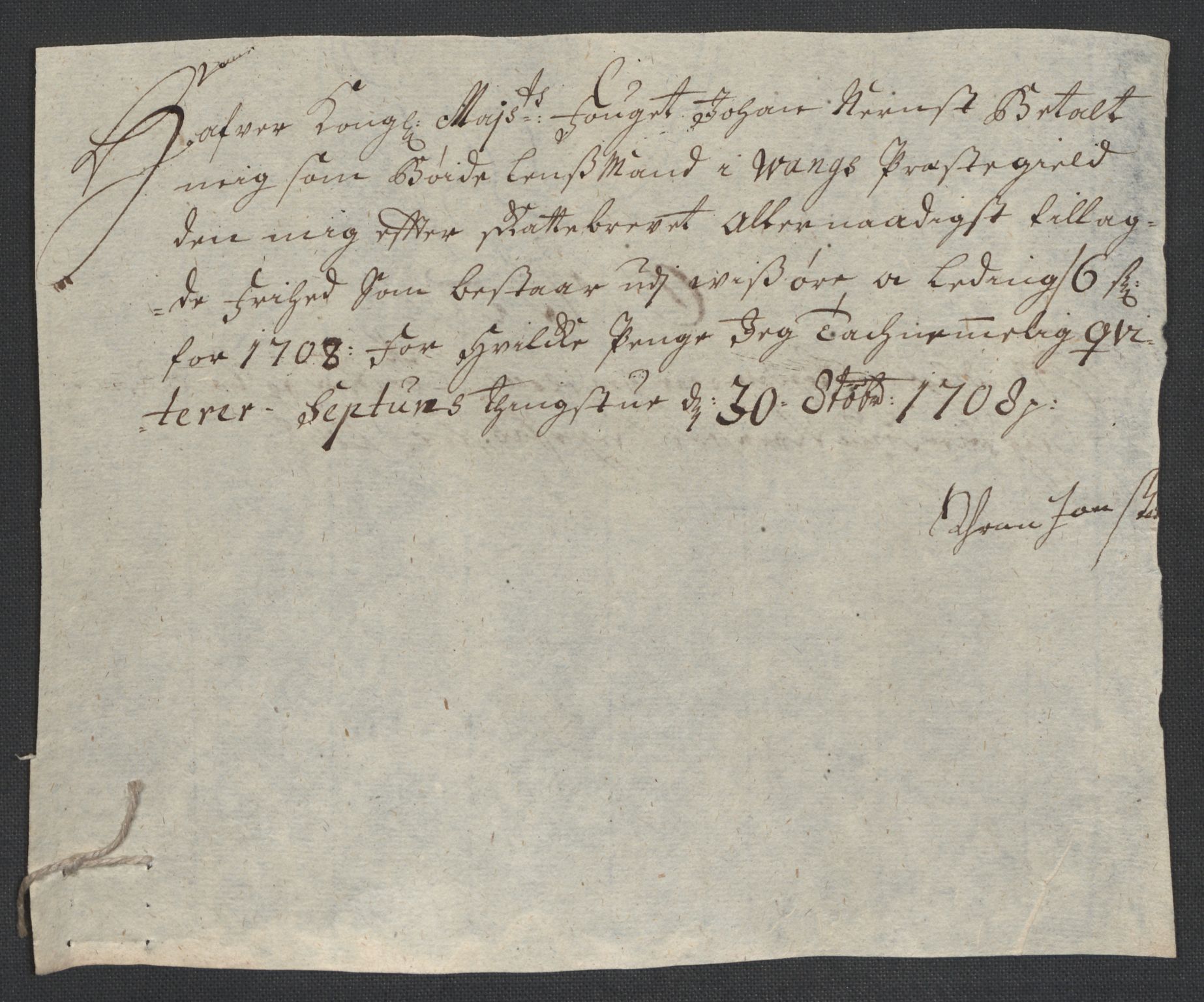 Rentekammeret inntil 1814, Reviderte regnskaper, Fogderegnskap, AV/RA-EA-4092/R18/L1305: Fogderegnskap Hadeland, Toten og Valdres, 1707-1708, p. 449