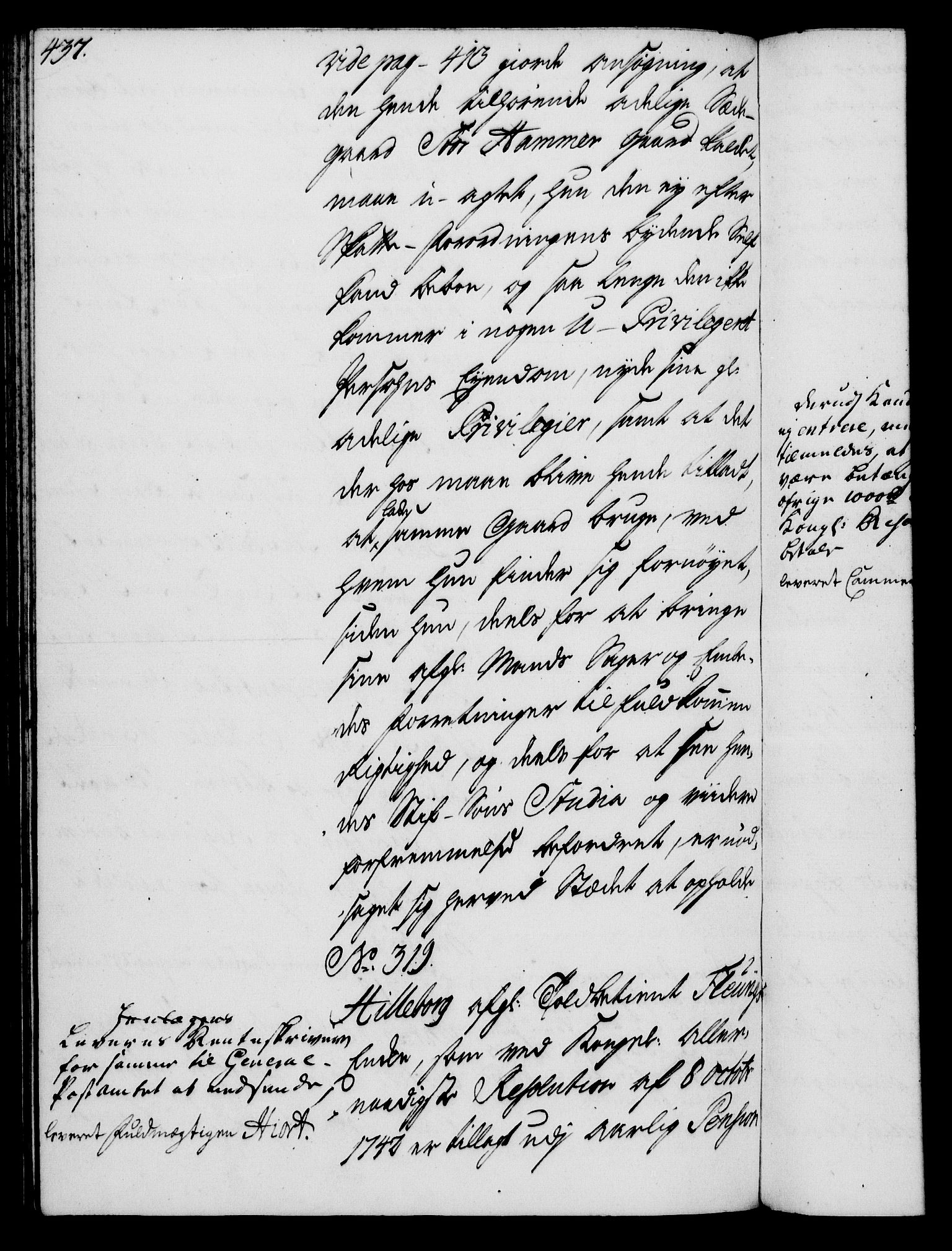 Rentekammeret, Kammerkanselliet, AV/RA-EA-3111/G/Gh/Gha/L0026: Norsk ekstraktmemorialprotokoll (merket RK 53.71), 1744-1745, p. 437