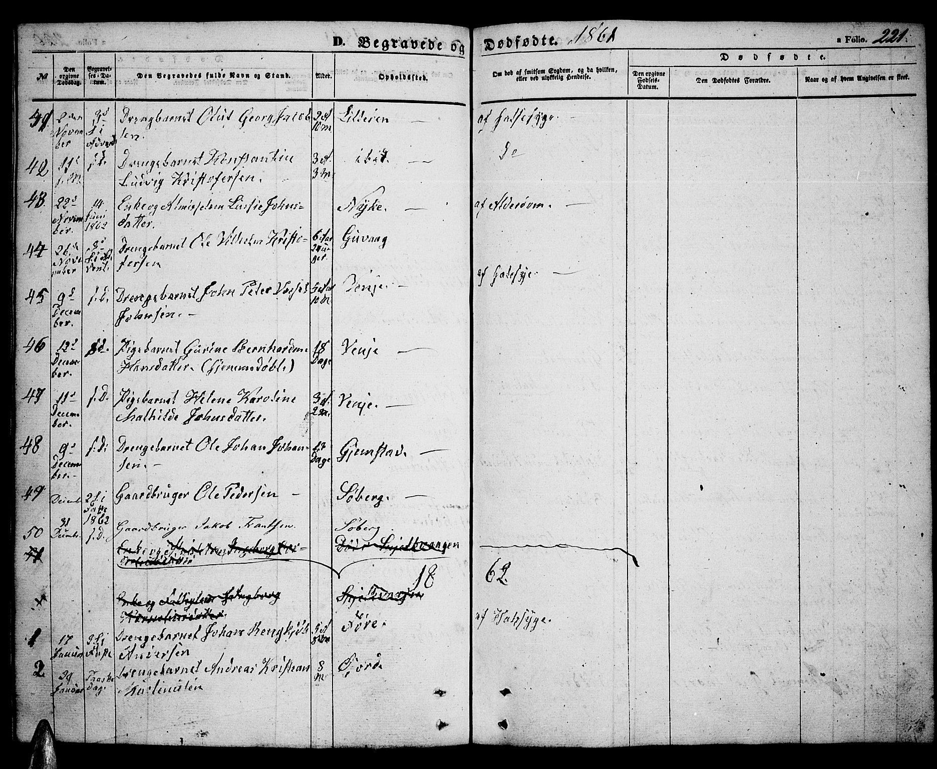 Ministerialprotokoller, klokkerbøker og fødselsregistre - Nordland, AV/SAT-A-1459/891/L1313: Parish register (copy) no. 891C02, 1856-1870, p. 221