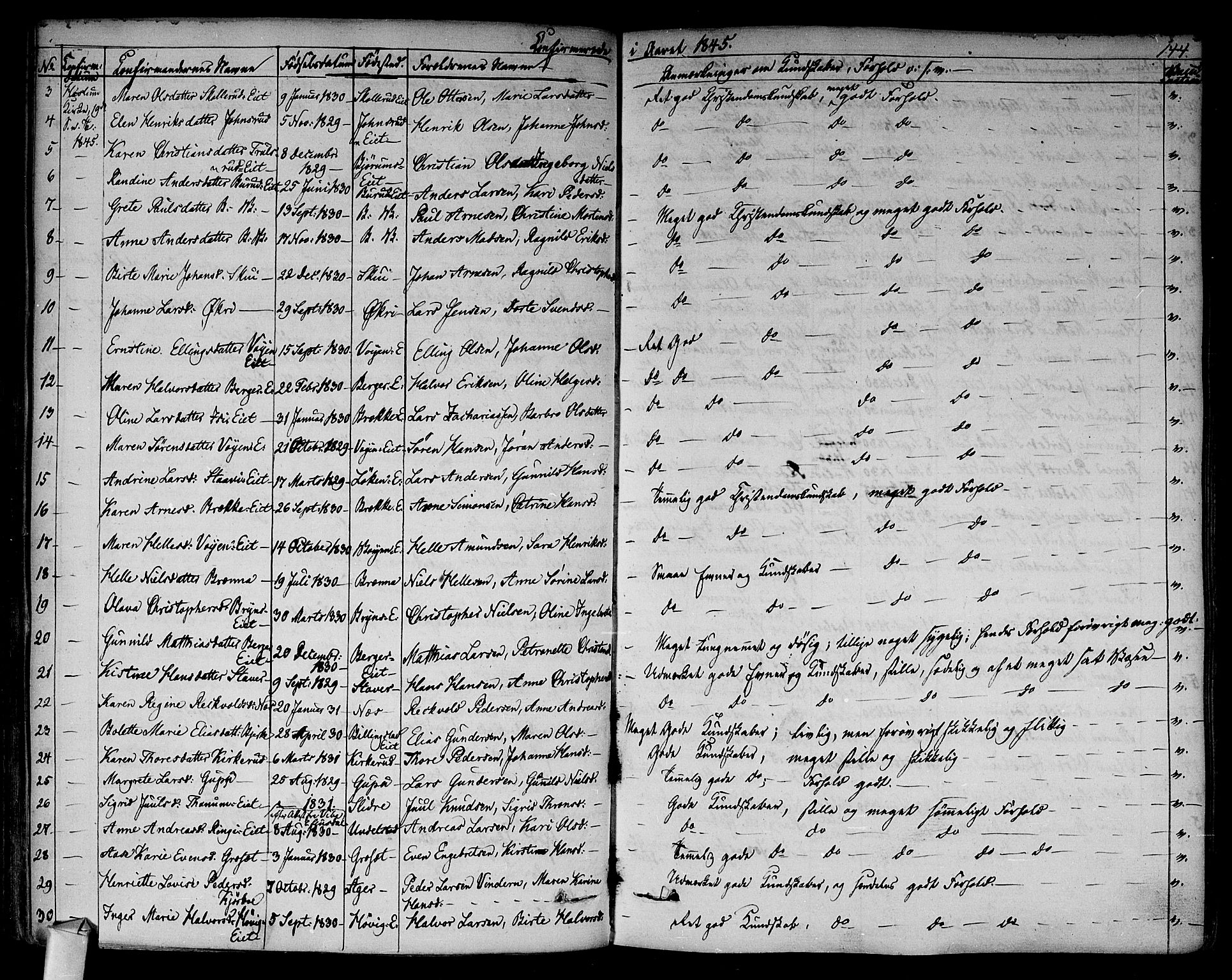 Asker prestekontor Kirkebøker, AV/SAO-A-10256a/F/Fa/L0009: Parish register (official) no. I 9, 1825-1878, p. 144