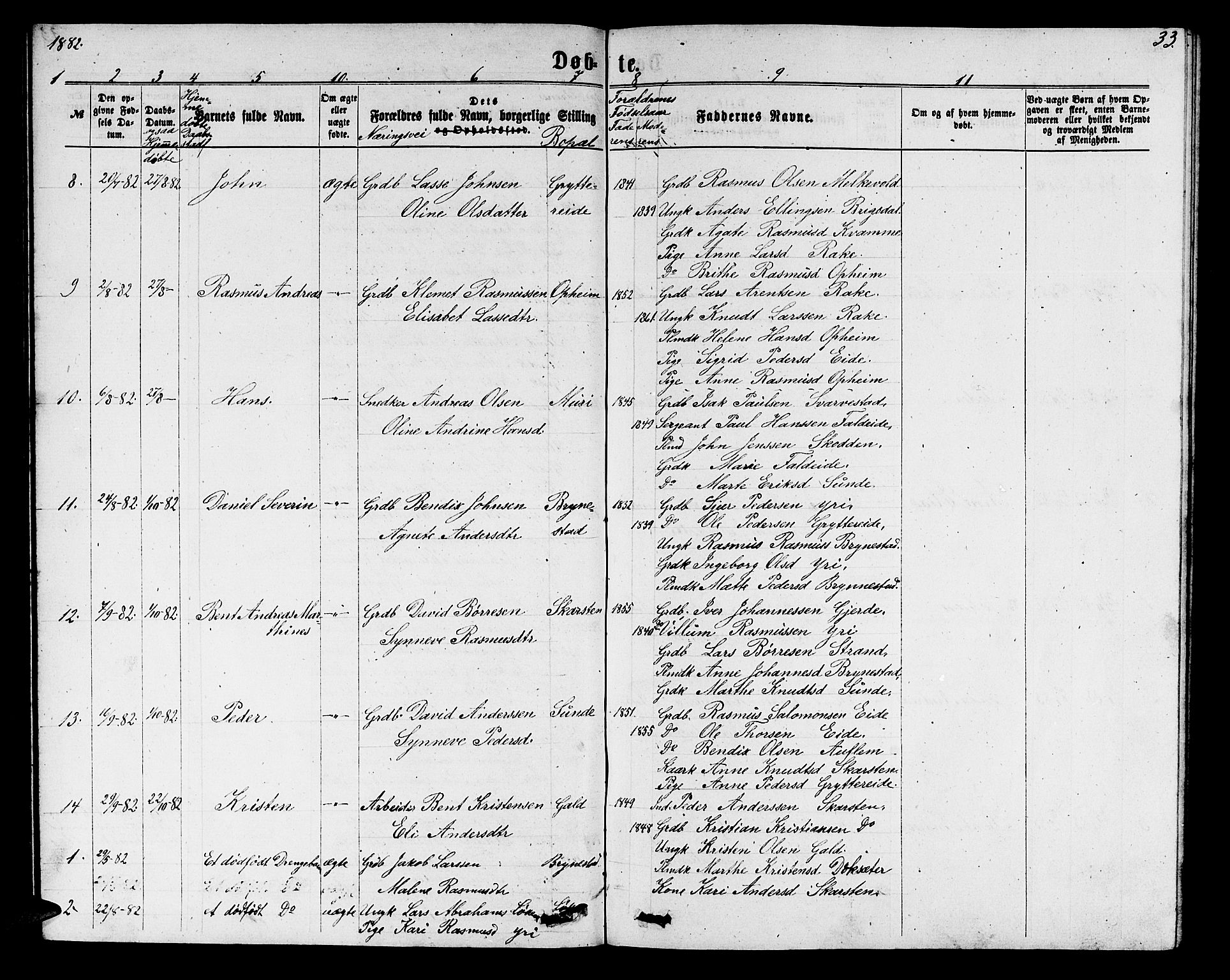 Innvik sokneprestembete, SAB/A-80501: Parish register (copy) no. B 2, 1864-1885, p. 33