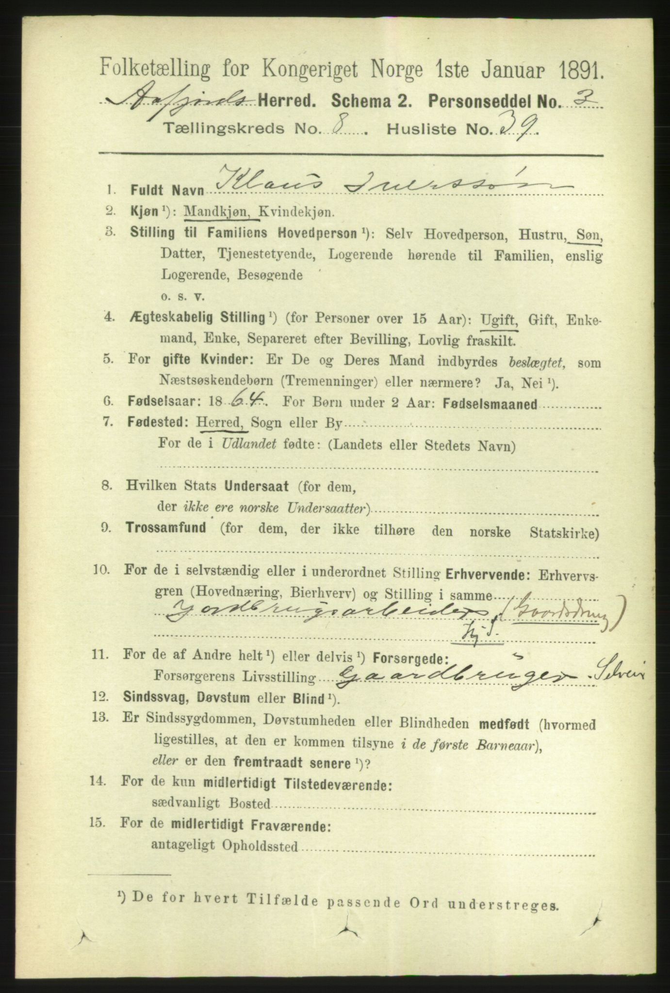 RA, 1891 census for 1630 Åfjord, 1891, p. 2257