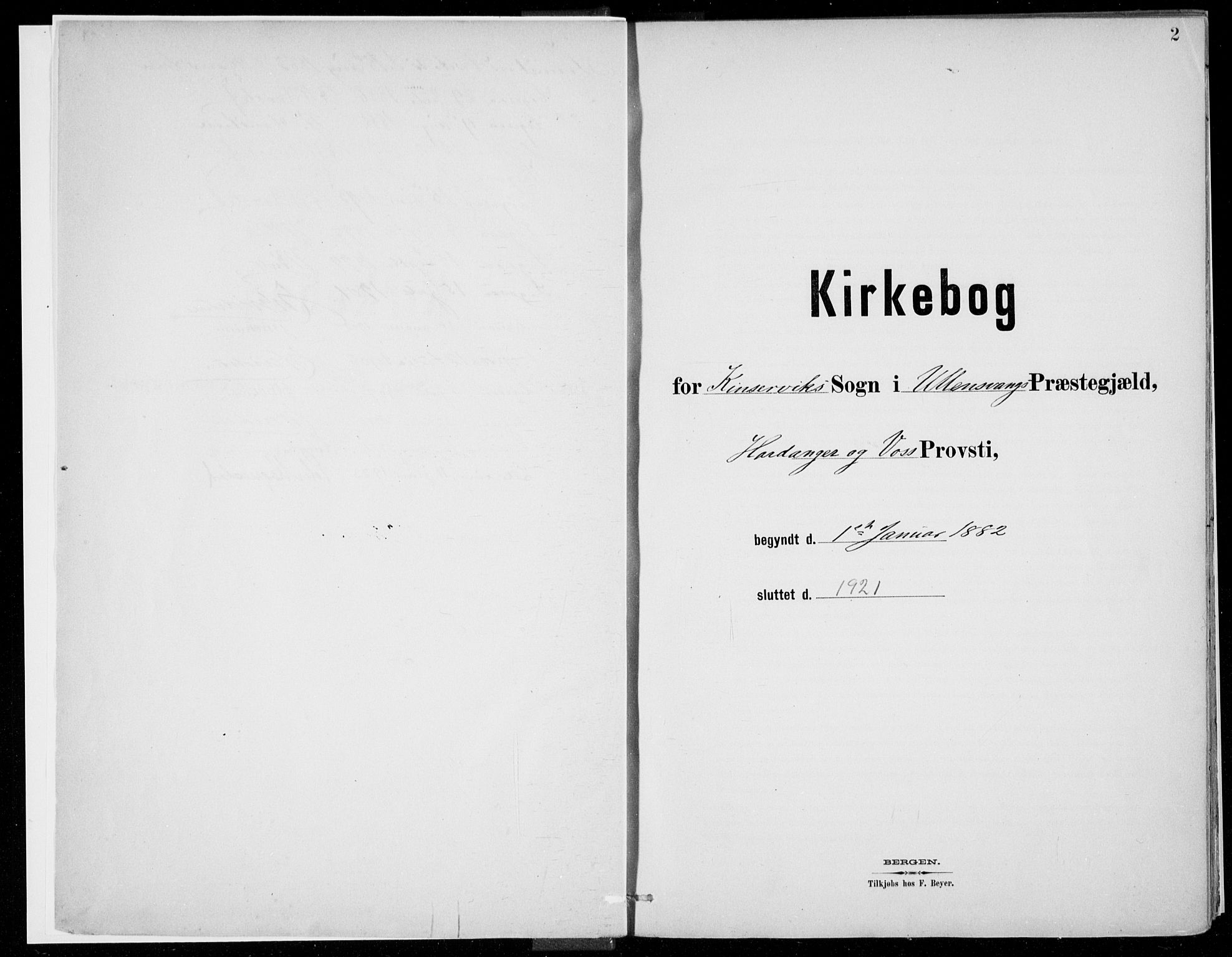 Ullensvang sokneprestembete, AV/SAB-A-78701/H/Haa: Parish register (official) no. E  1, 1882-1921, p. 2