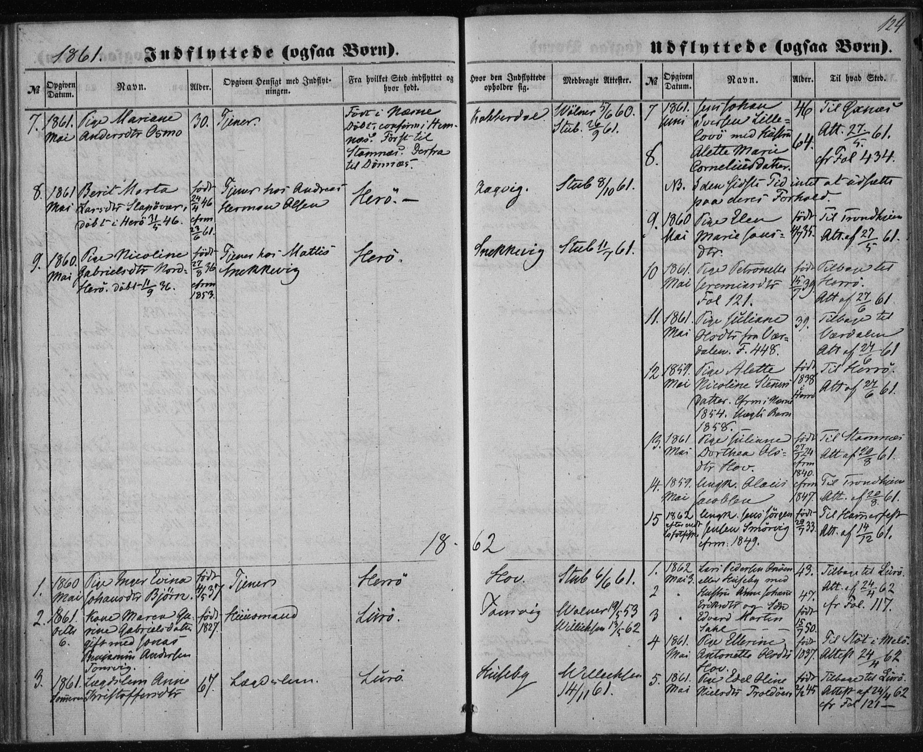 Ministerialprotokoller, klokkerbøker og fødselsregistre - Nordland, SAT/A-1459/835/L0523: Parish register (official) no. 835A01, 1855-1865, p. 124