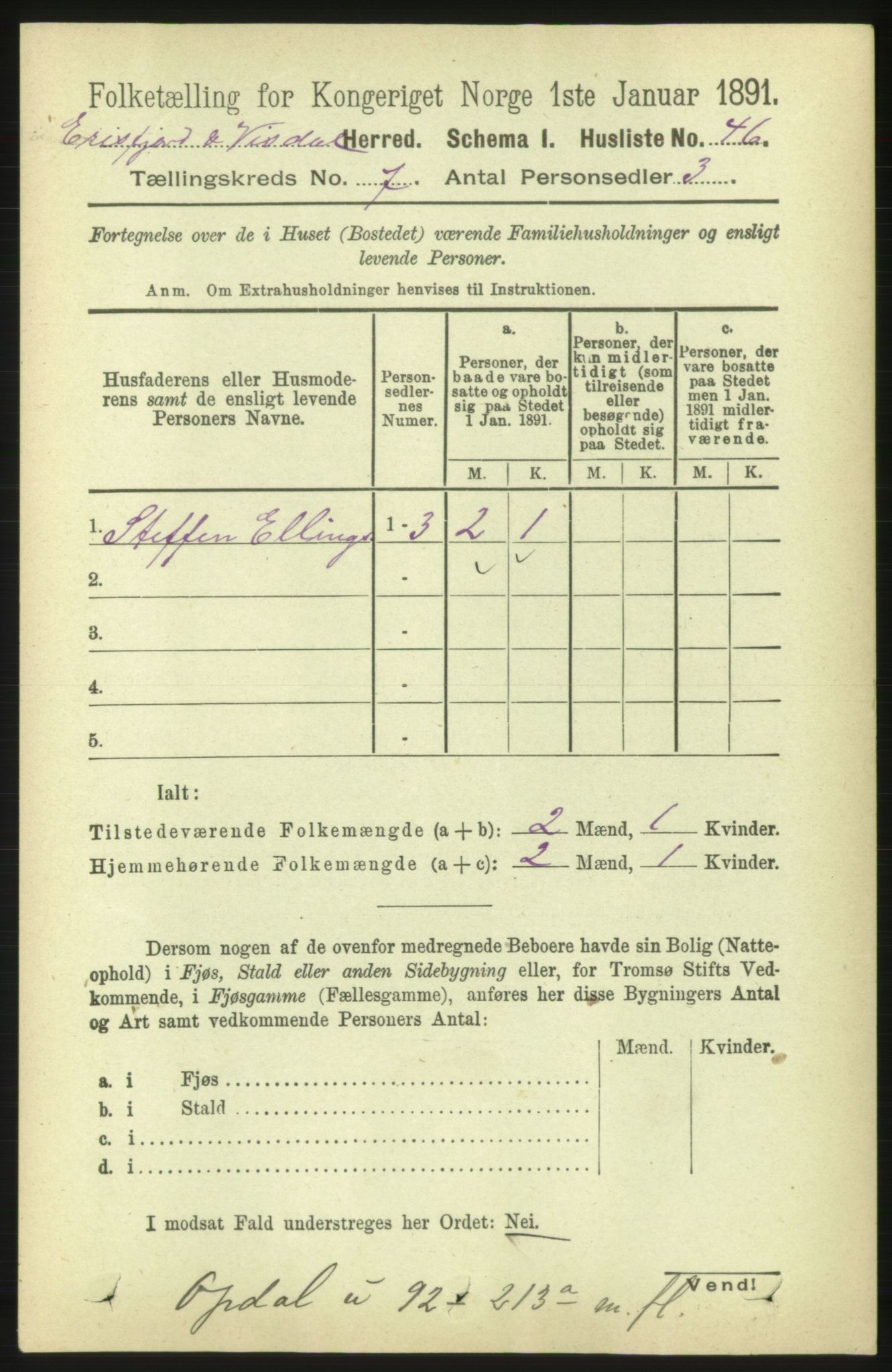 RA, 1891 census for 1542 Eresfjord og Vistdal, 1891, p. 1960