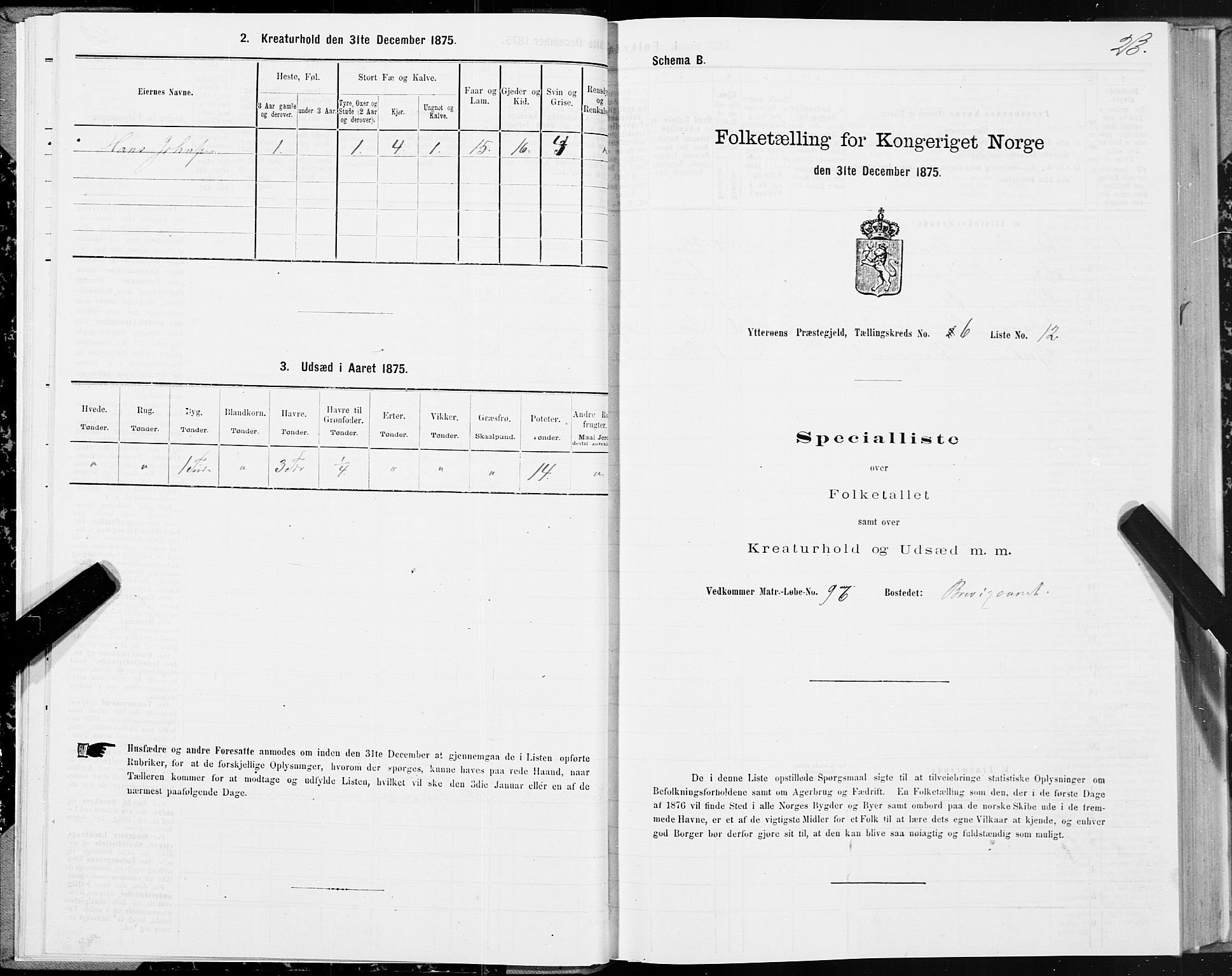 SAT, 1875 census for 1722P Ytterøy, 1875, p. 3023