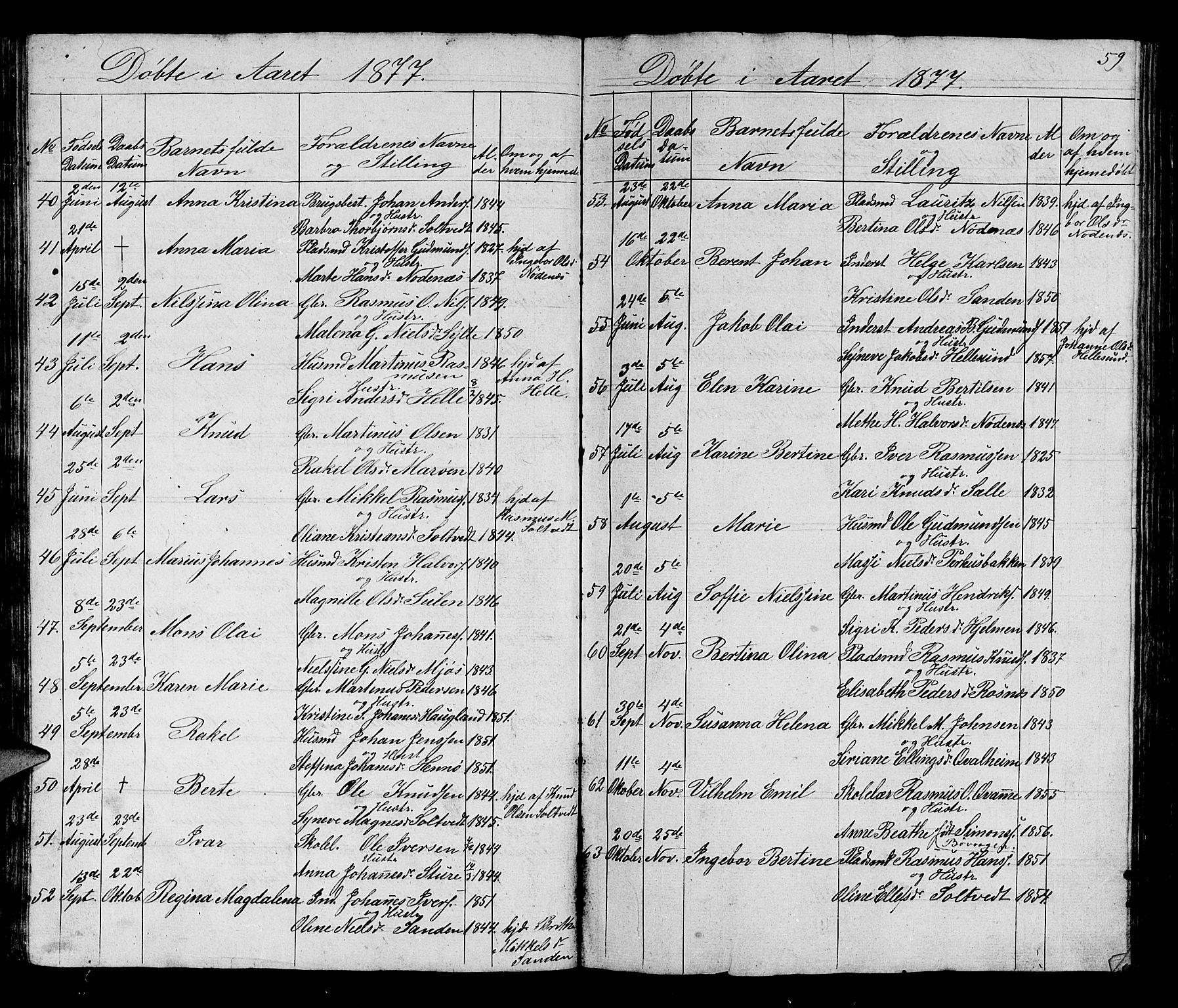 Manger sokneprestembete, SAB/A-76801/H/Hab: Parish register (copy) no. B 1, 1856-1881, p. 59