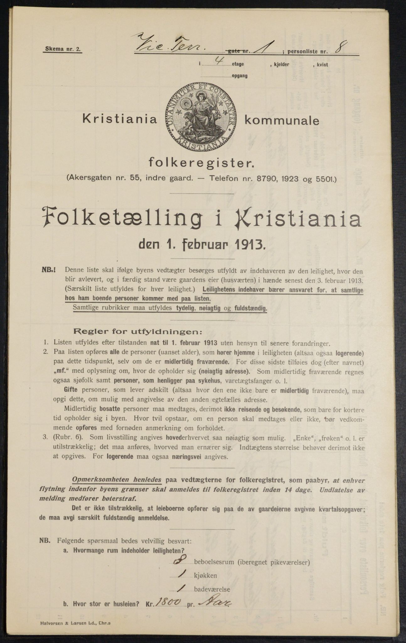 OBA, Municipal Census 1913 for Kristiania, 1913, p. 123341