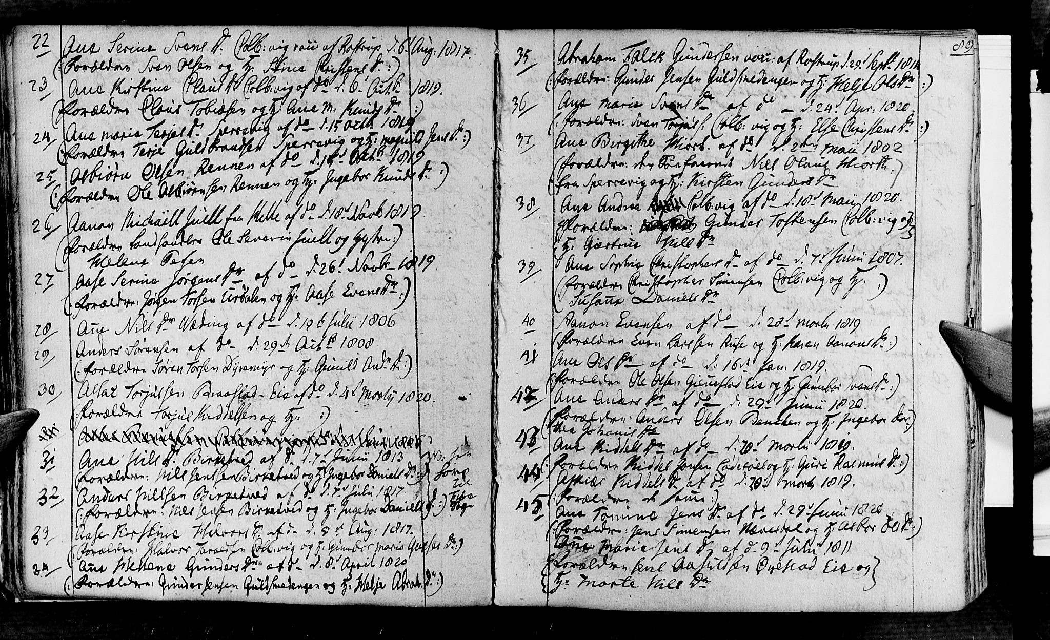 Øyestad sokneprestkontor, AV/SAK-1111-0049/F/Fa/L0011: Parish register (official) no. A 11, 1805-1824, p. 89