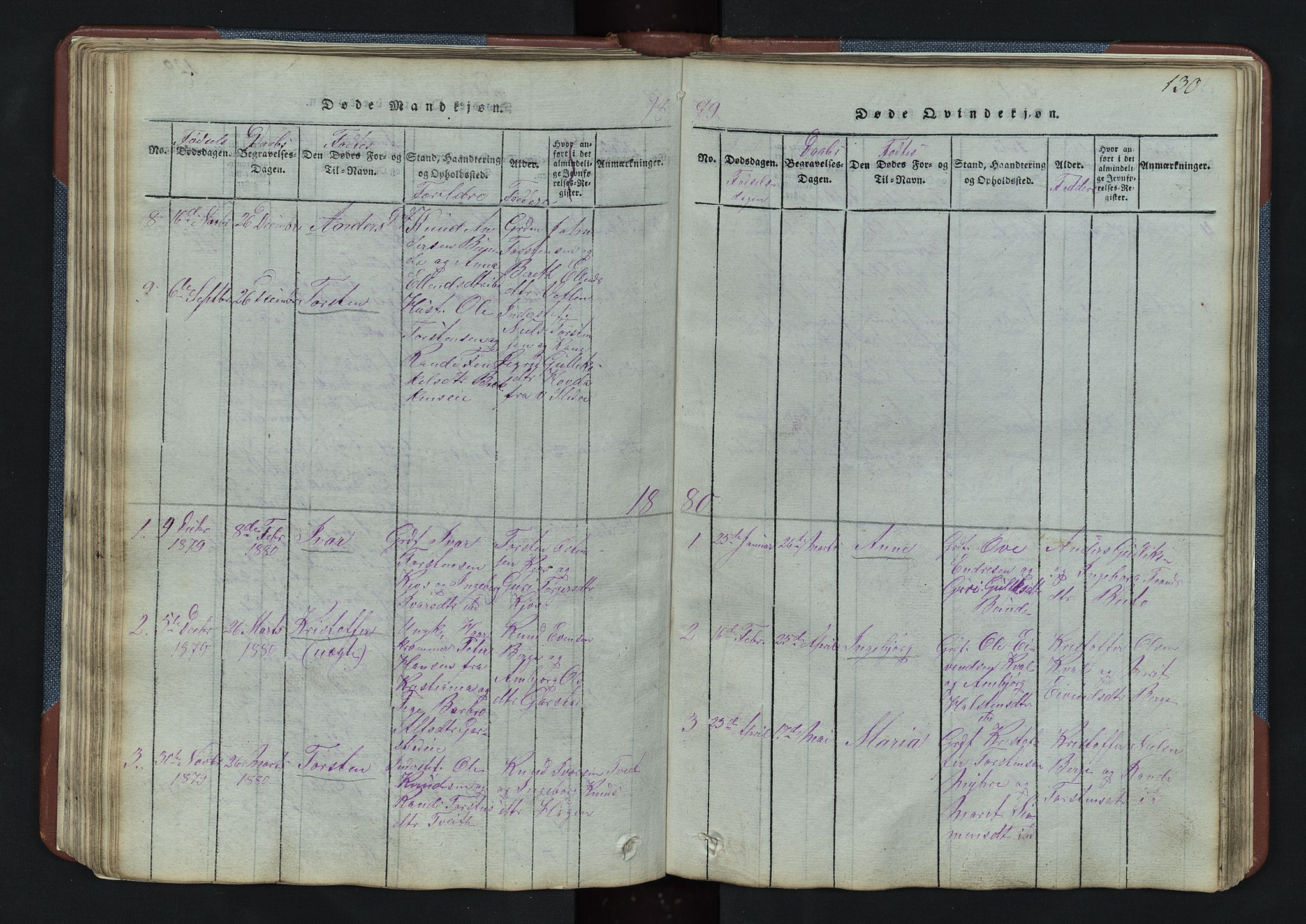 Vang prestekontor, Valdres, SAH/PREST-140/H/Hb/L0003: Parish register (copy) no. 3, 1814-1892, p. 130