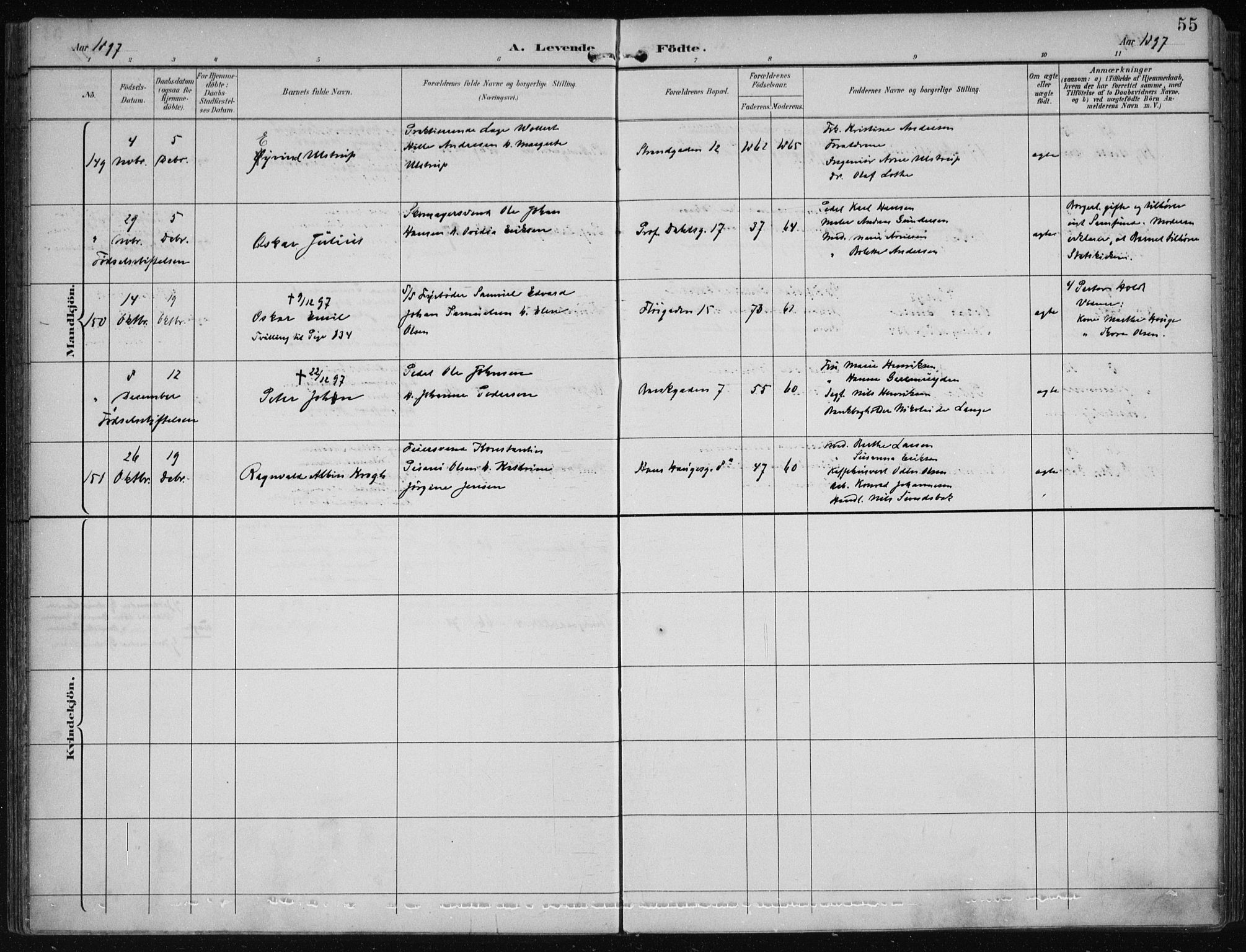 Korskirken sokneprestembete, AV/SAB-A-76101/H/Hab: Parish register (copy) no. B 10, 1896-1905, p. 55