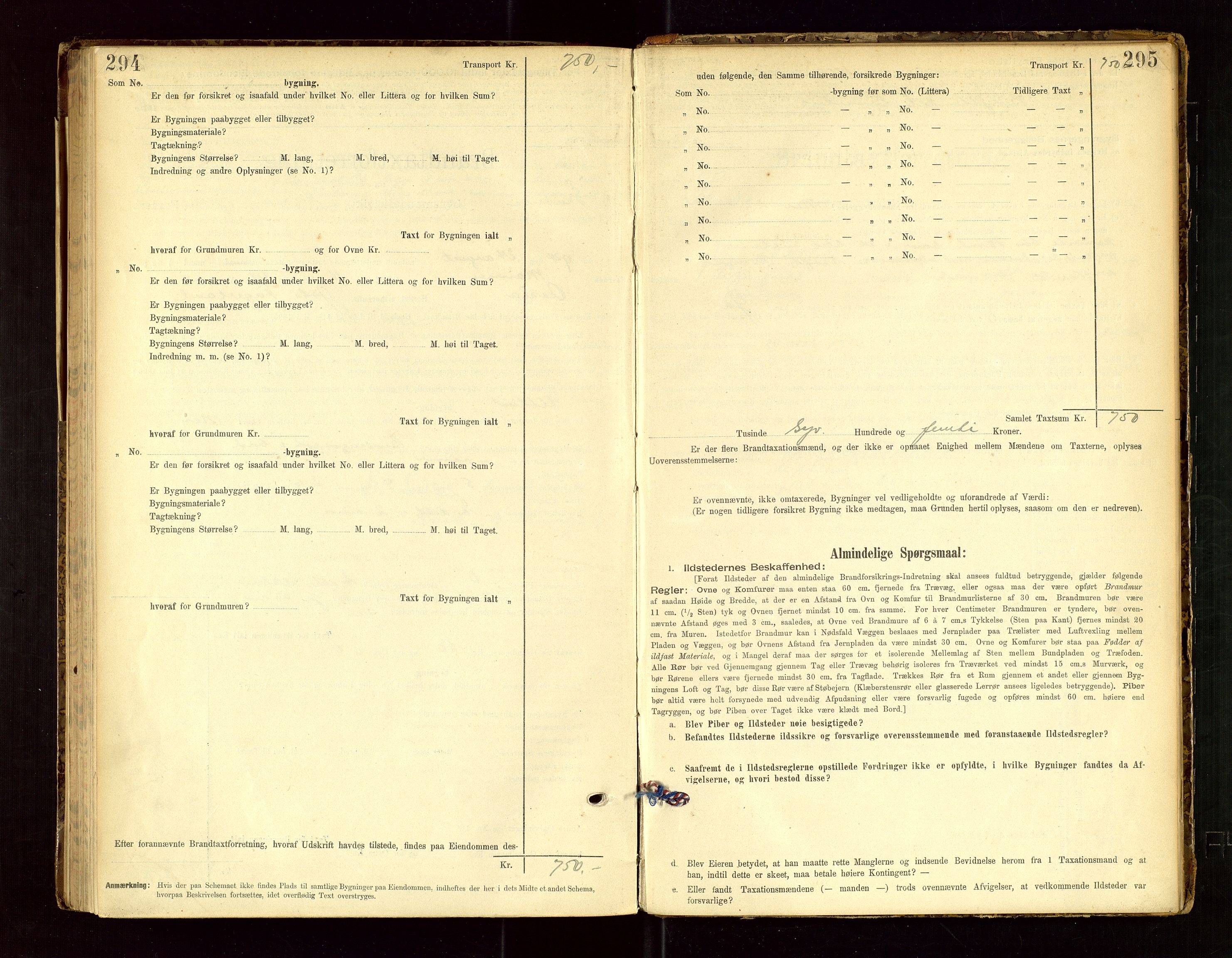 Skudenes lensmannskontor, SAST/A-100444/Gob/L0001: "Brandtaxationsprotokoll", 1895-1924, p. 294-295