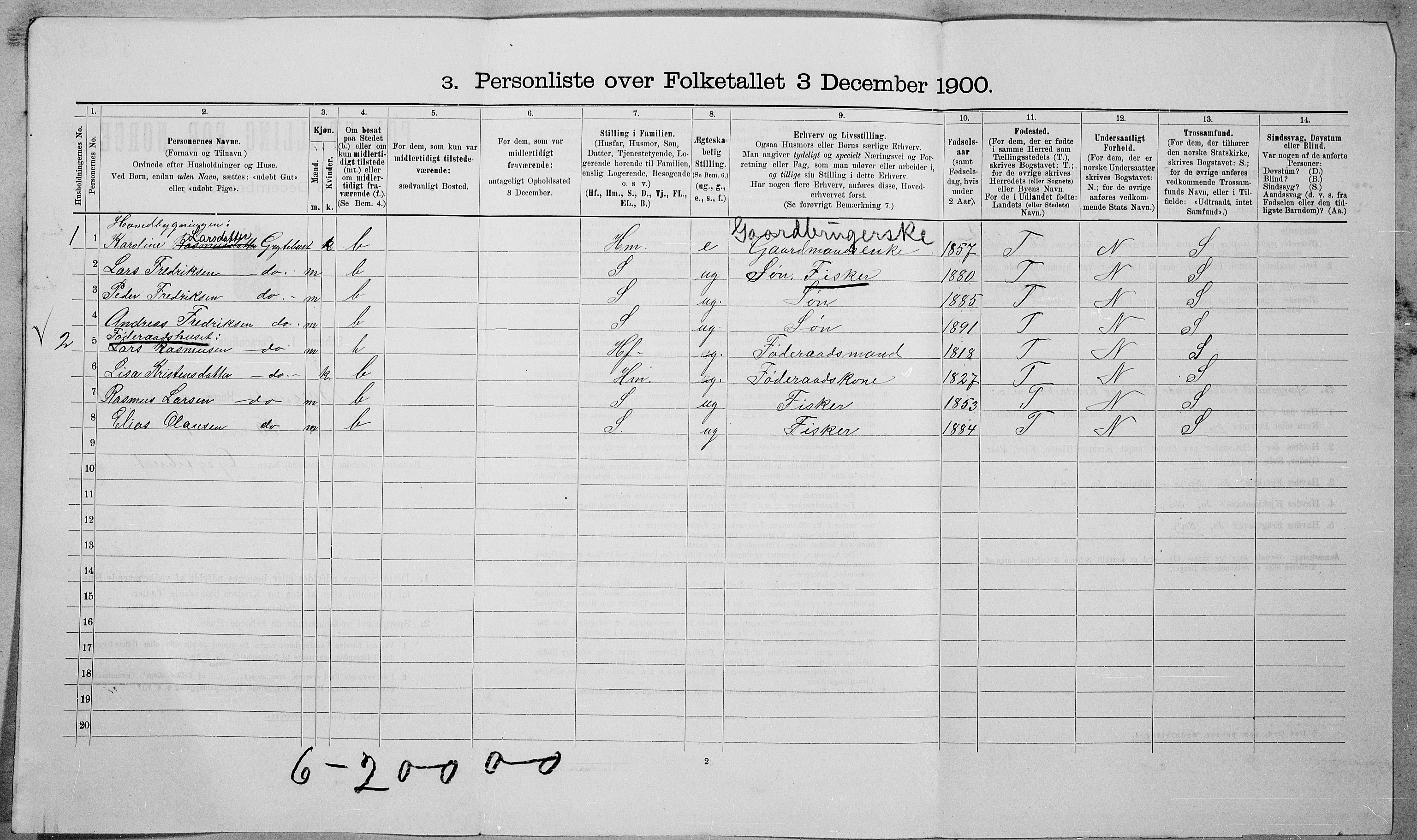 SAT, 1900 census for Borgund, 1900, p. 1689