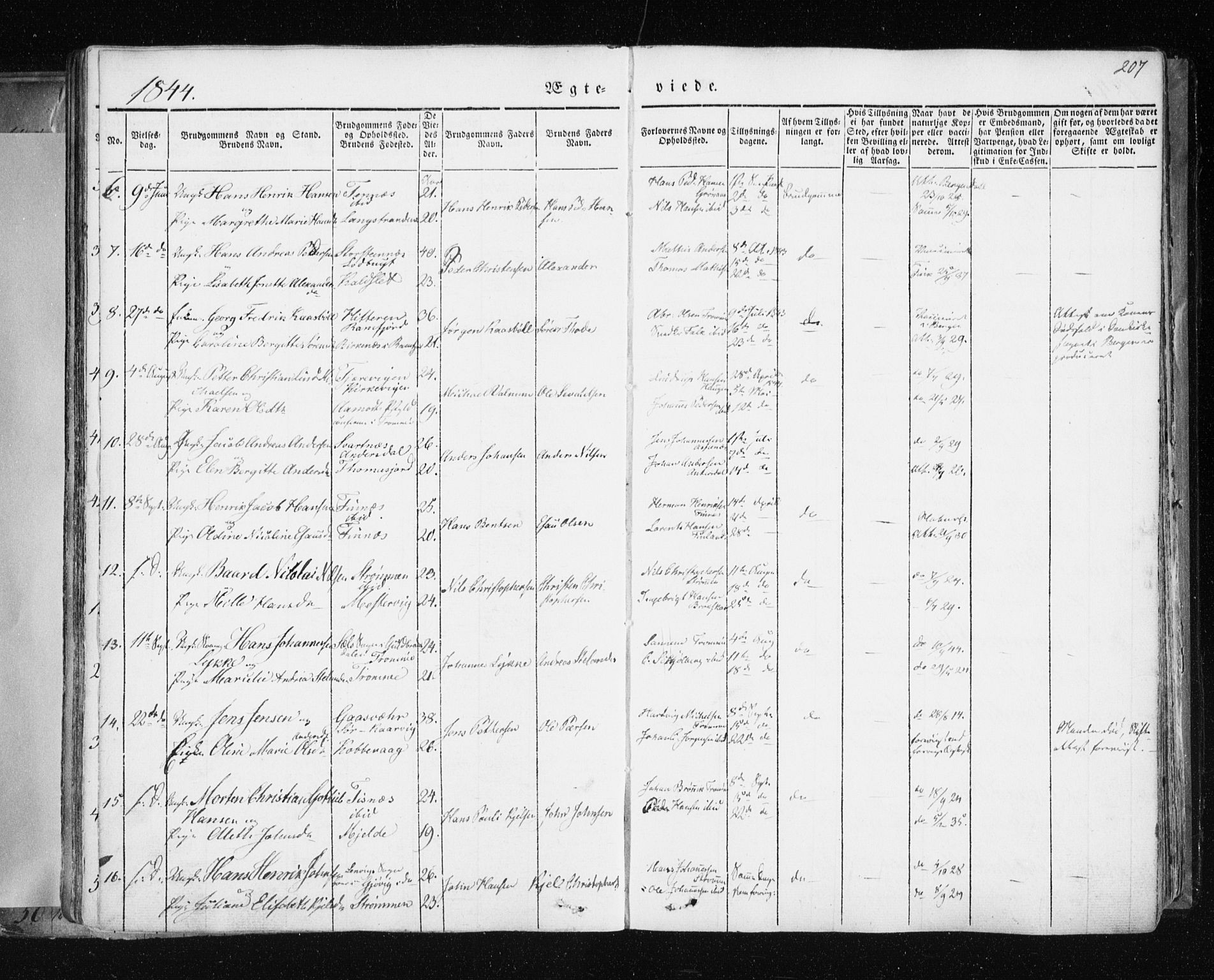 Tromsø sokneprestkontor/stiftsprosti/domprosti, SATØ/S-1343/G/Ga/L0009kirke: Parish register (official) no. 9, 1837-1847, p. 207