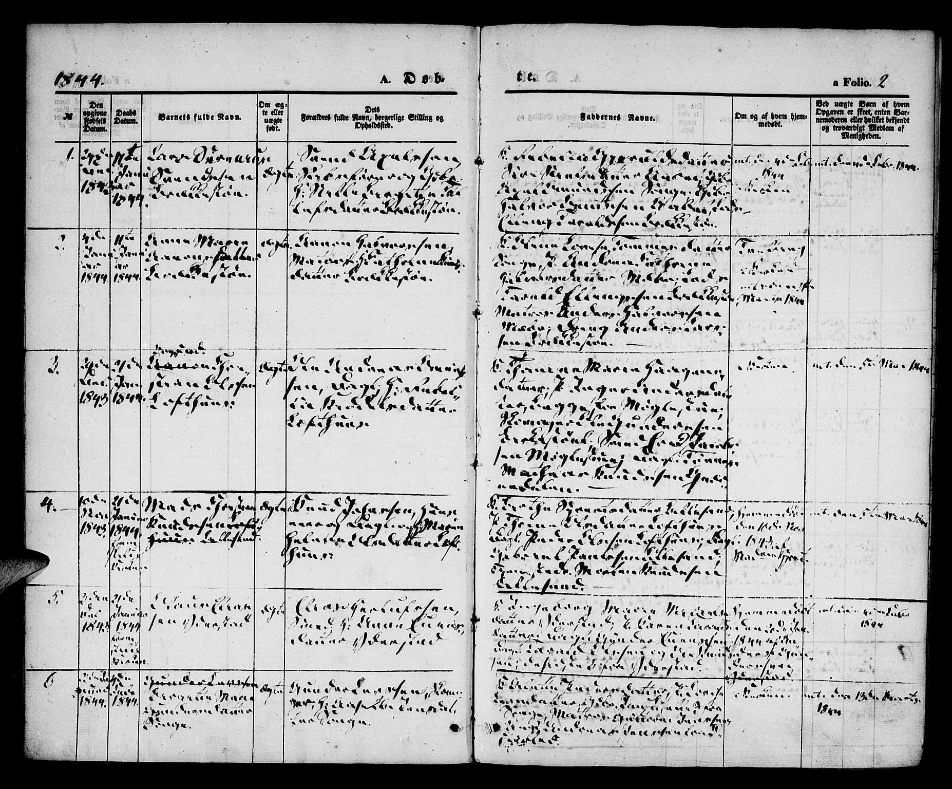 Vestre Moland sokneprestkontor, AV/SAK-1111-0046/F/Fa/Fab/L0005: Parish register (official) no. A 5, 1841-1849, p. 2