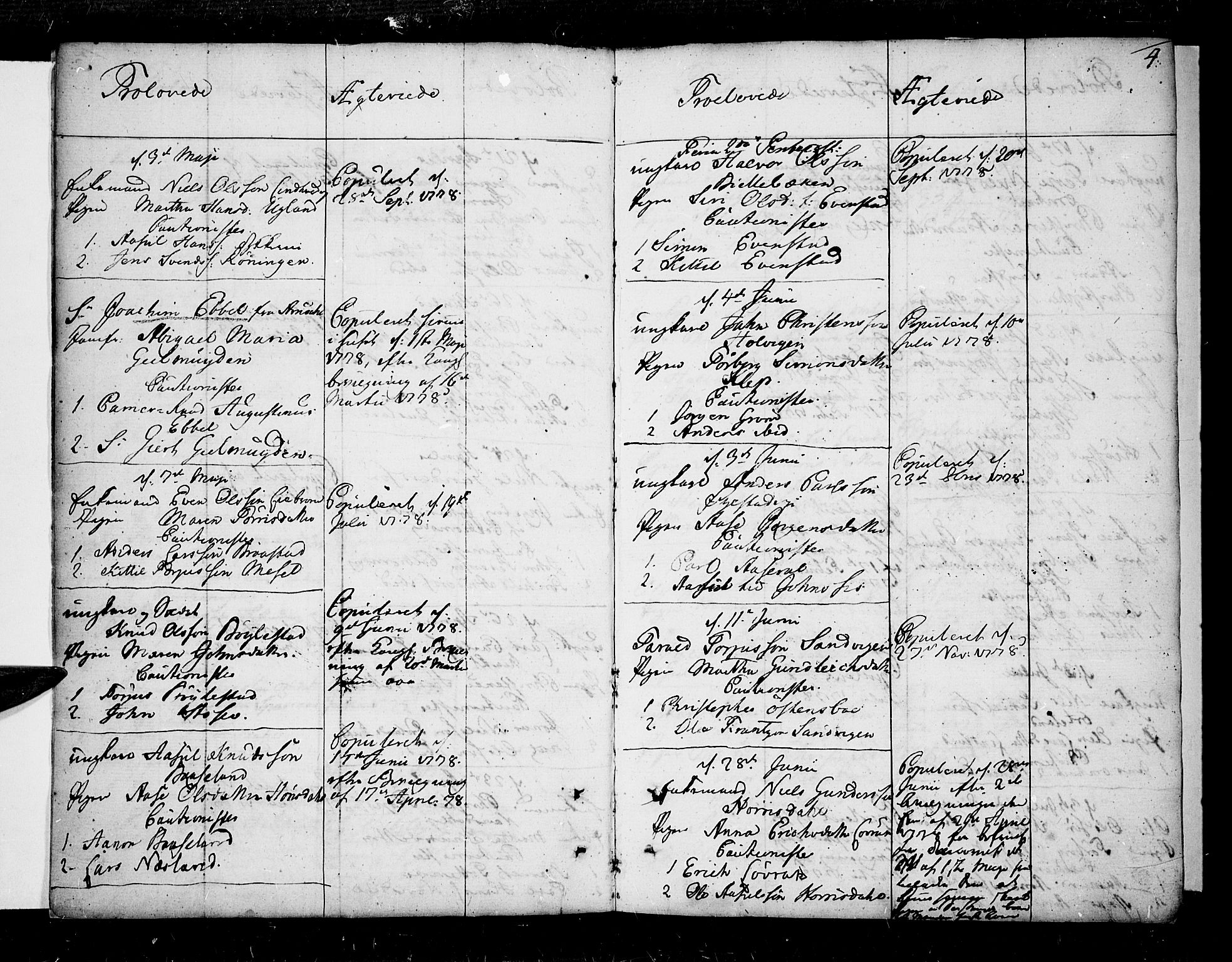 Øyestad sokneprestkontor, AV/SAK-1111-0049/F/Fa/L0009: Parish register (official) no. A 9, 1778-1808, p. 4