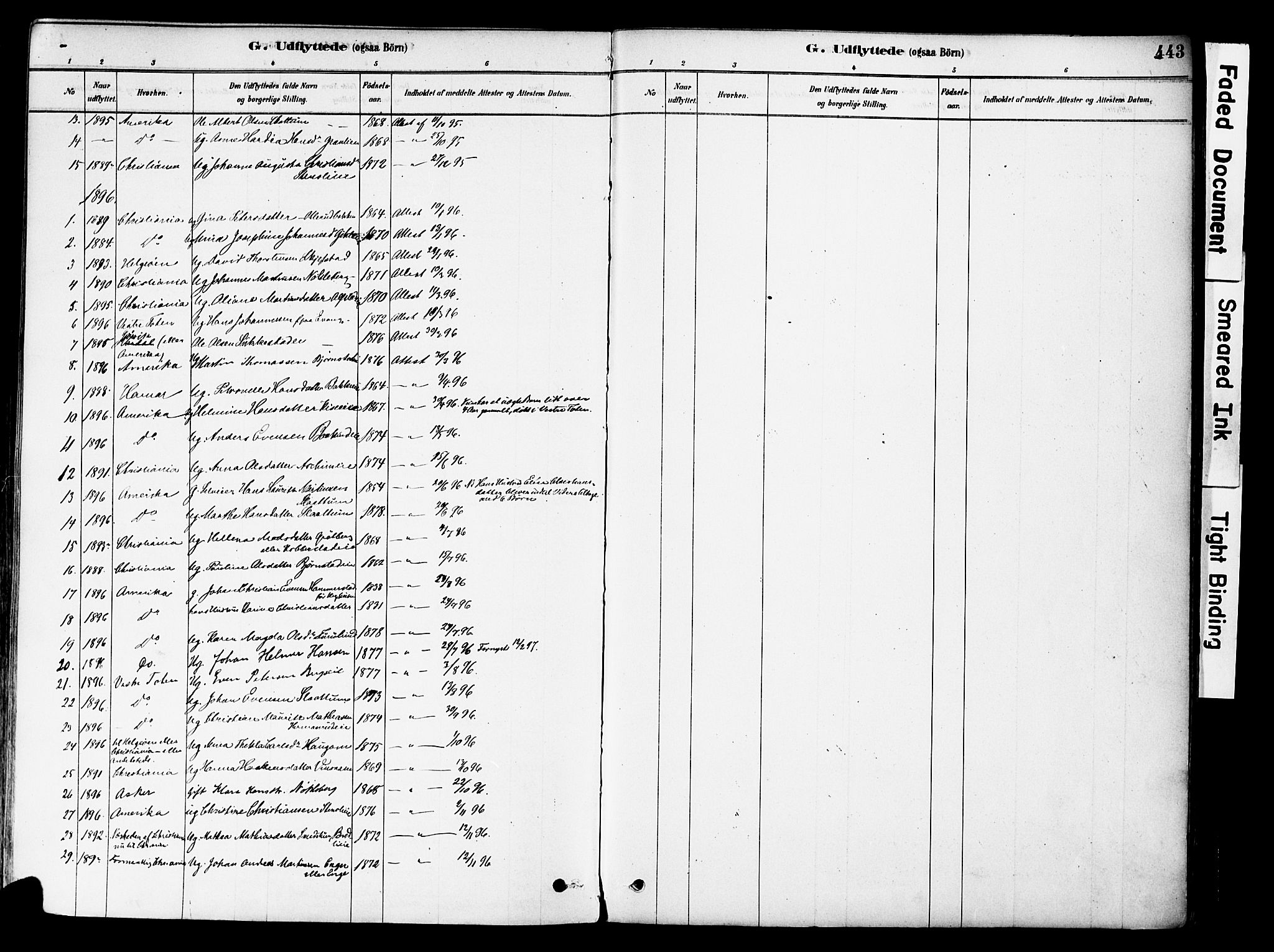 Østre Toten prestekontor, SAH/PREST-104/H/Ha/Haa/L0006: Parish register (official) no. 6 /1, 1878-1896, p. 443