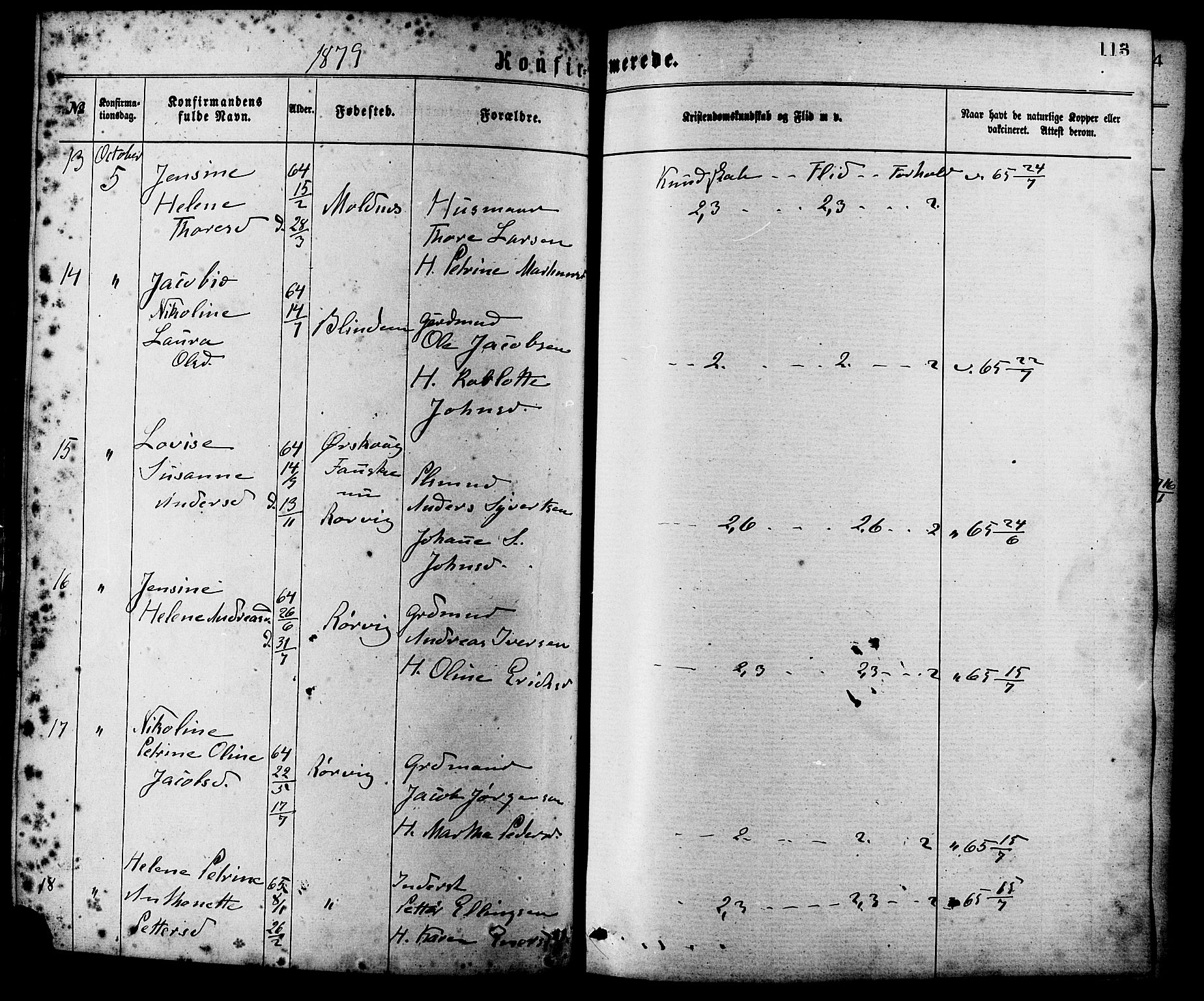 Ministerialprotokoller, klokkerbøker og fødselsregistre - Møre og Romsdal, SAT/A-1454/537/L0519: Parish register (official) no. 537A03, 1876-1889, p. 113