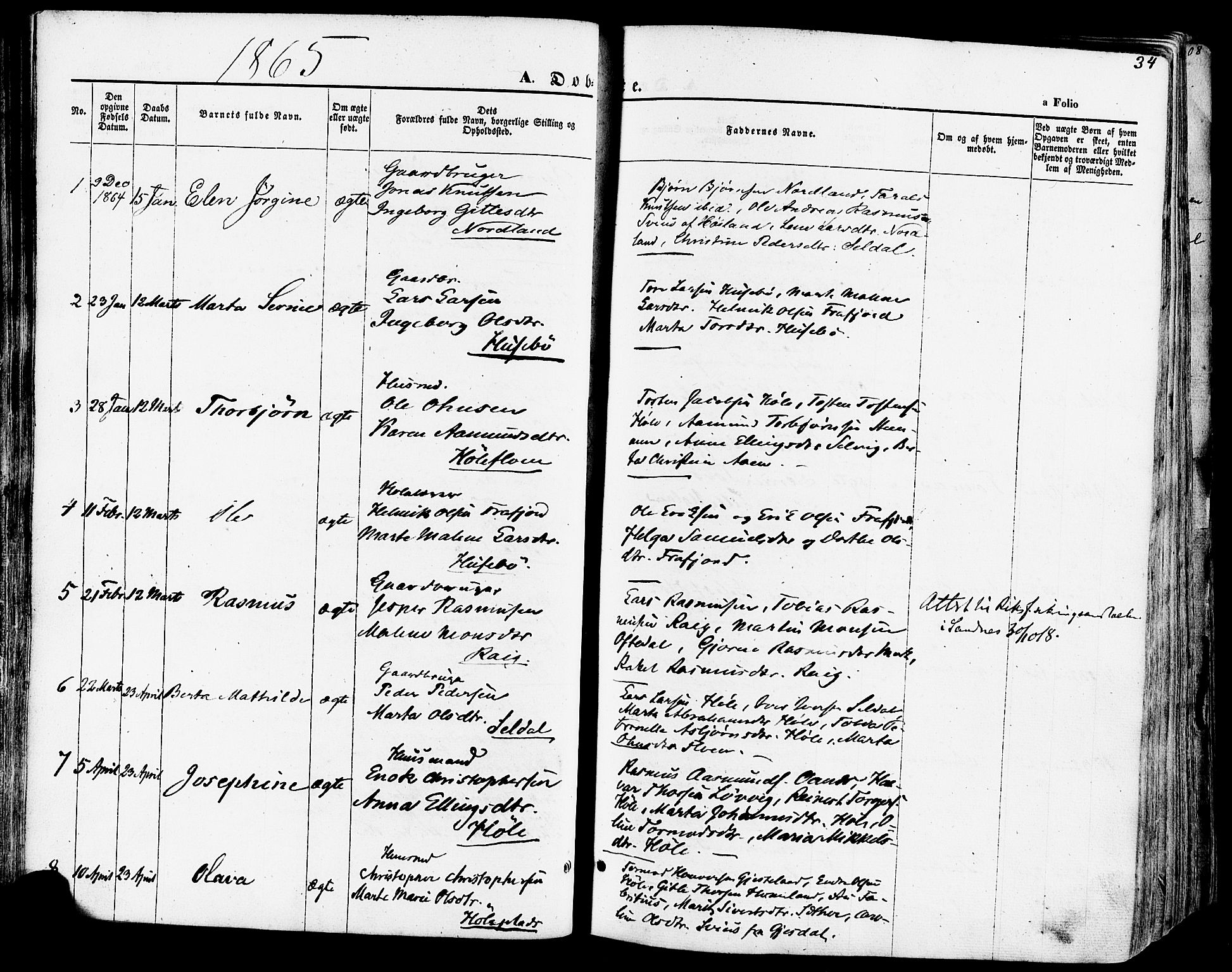 Høgsfjord sokneprestkontor, SAST/A-101624/H/Ha/Haa/L0002: Parish register (official) no. A 2, 1855-1885, p. 34