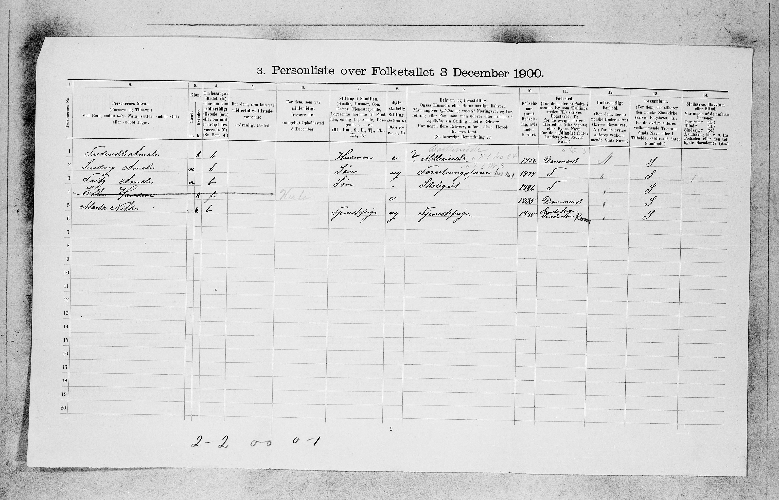 SAB, 1900 census for Bergen, 1900, p. 22820