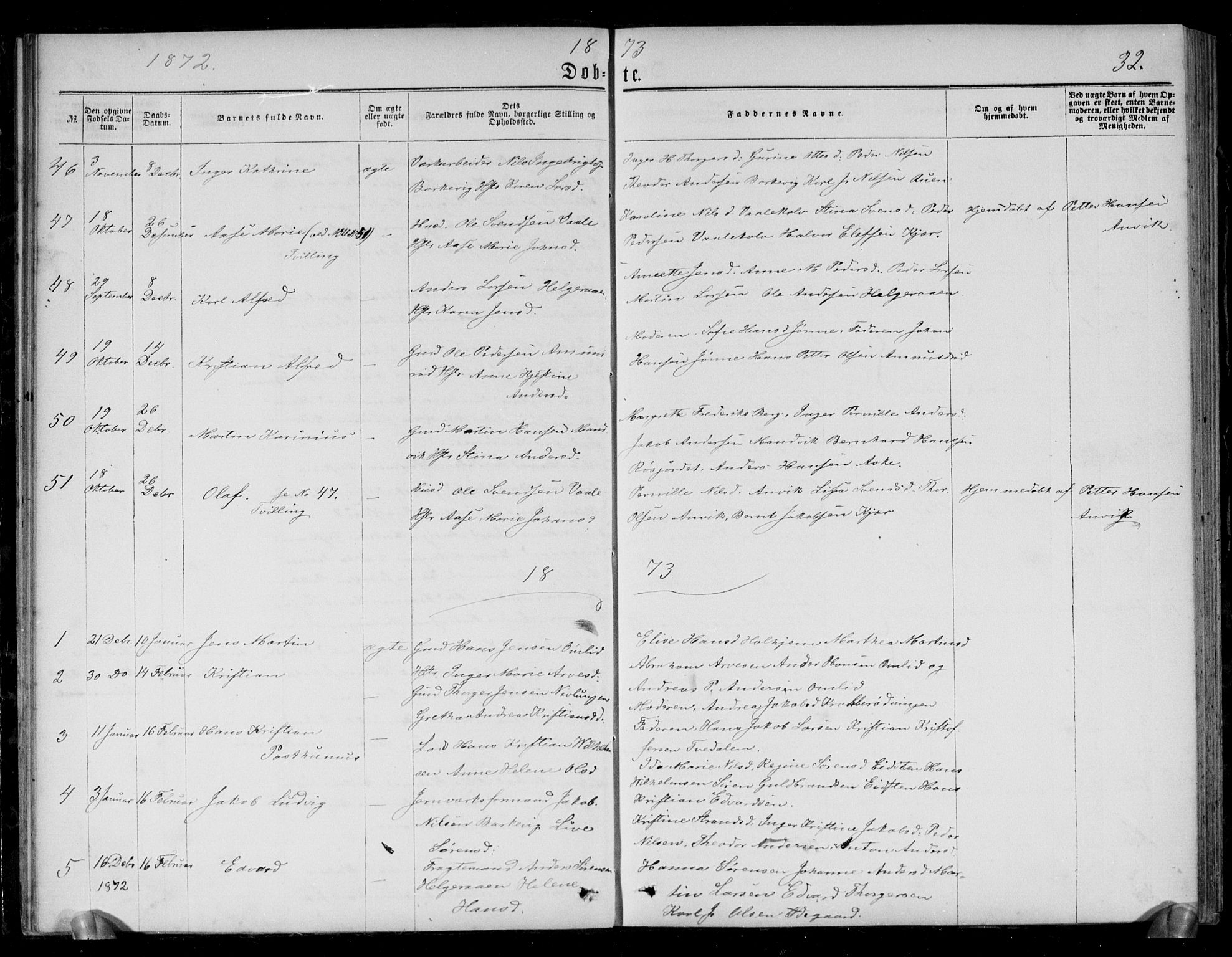 Brunlanes kirkebøker, AV/SAKO-A-342/G/Gb/L0001: Parish register (copy) no. II 1, 1866-1877, p. 32