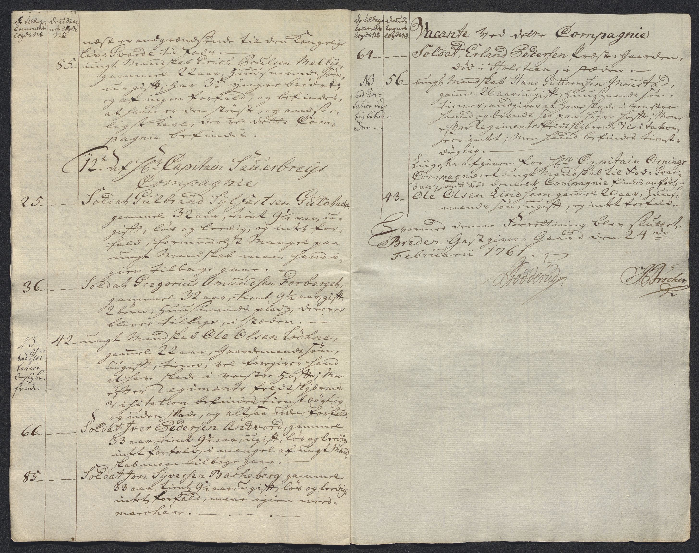 Kommanderende general (KG I) med Det norske krigsdirektorium, AV/RA-EA-5419/E/Ec/L0021: Ruller over nedkommanderte mannskap, 1758-1762, p. 527